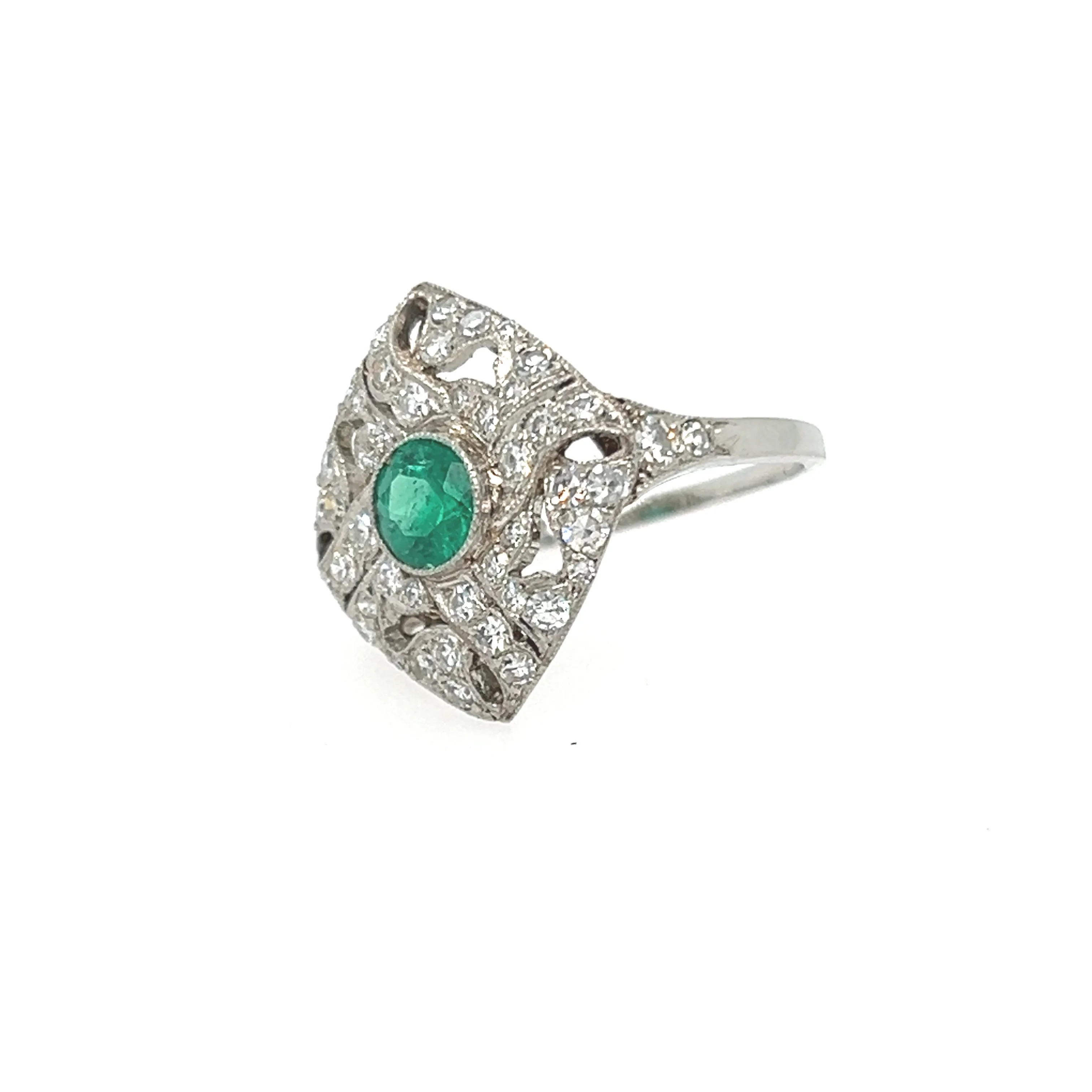 Art Deco Emerald and Diamond Ring