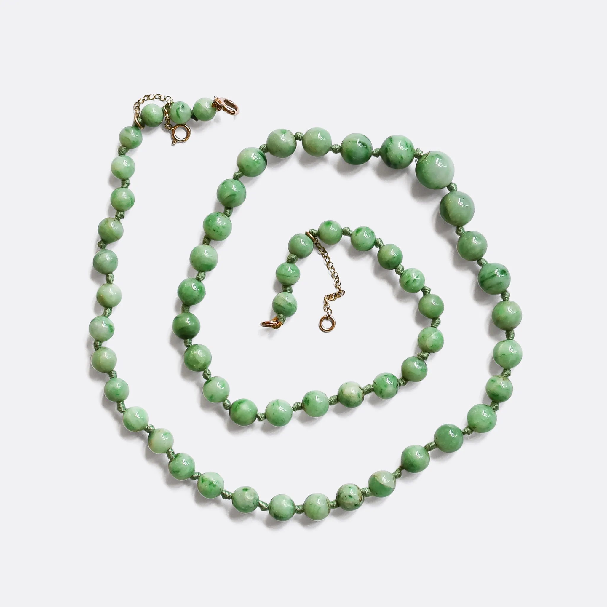 Art Deco Jade Bead Necklace