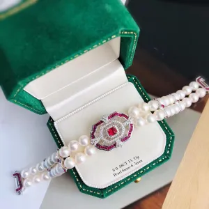 「Art Deco」 Jedi Spinel Akoya Pearl Diamond bracelet
