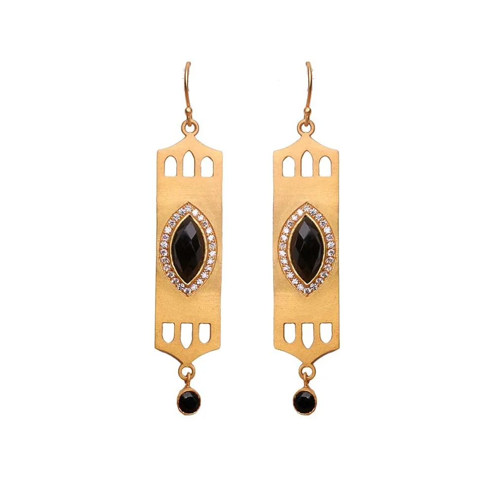 Art Deco Midnight Marquis Drop Earrings