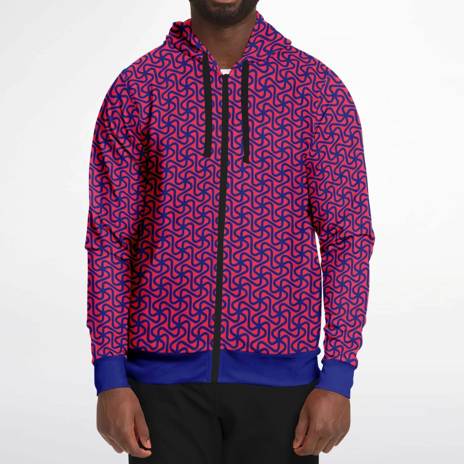 Art Deco Navy and Raspberry Hoodie