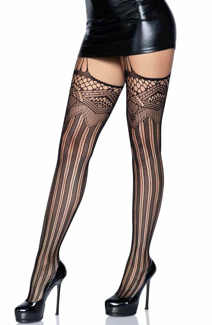 Art Deco net stockings with garter belt