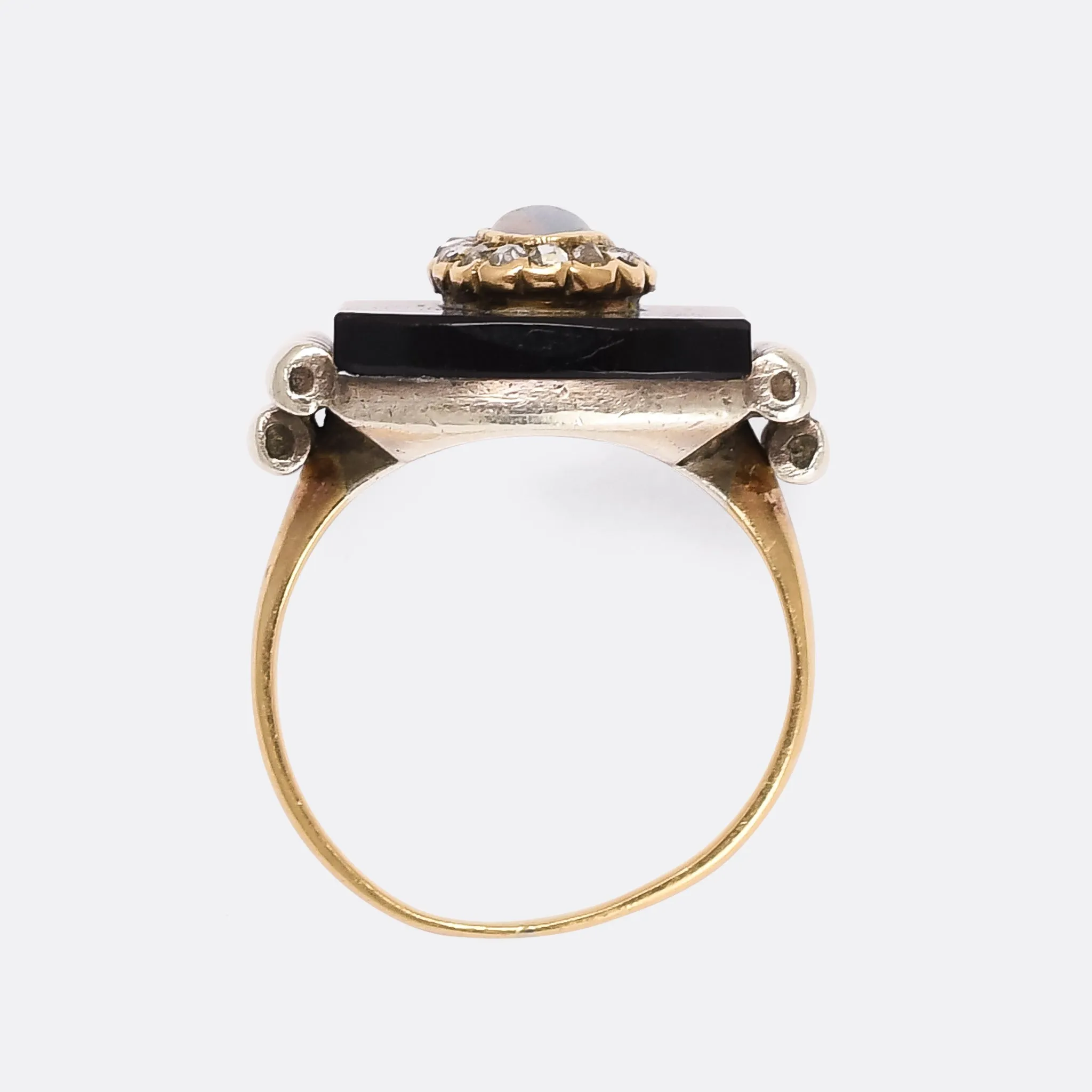 Art Deco Opal Diamond & Onyx Panel Cocktail Ring