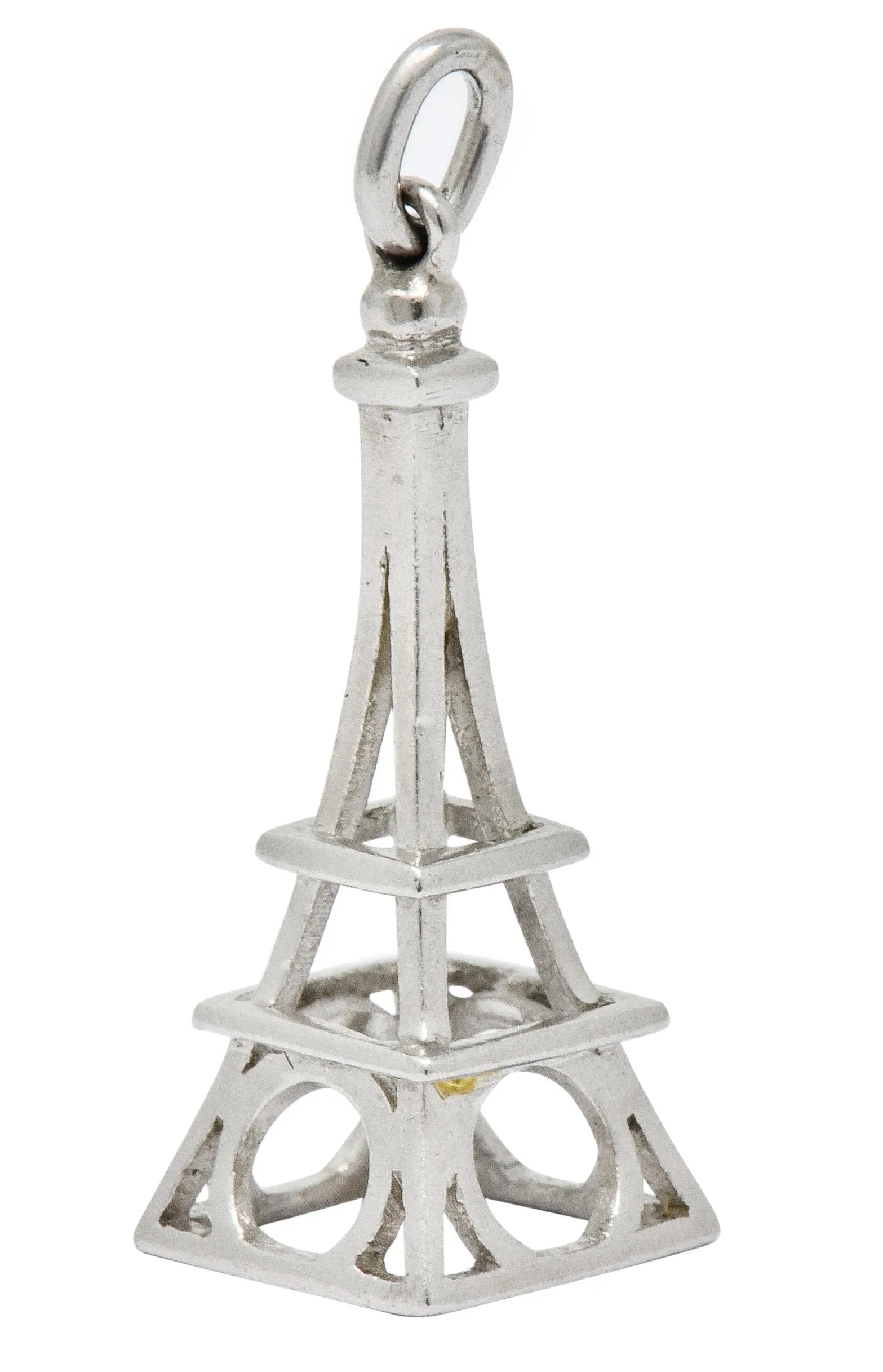 Art Deco Platinum Eiffel Tower Charm Circa 1930