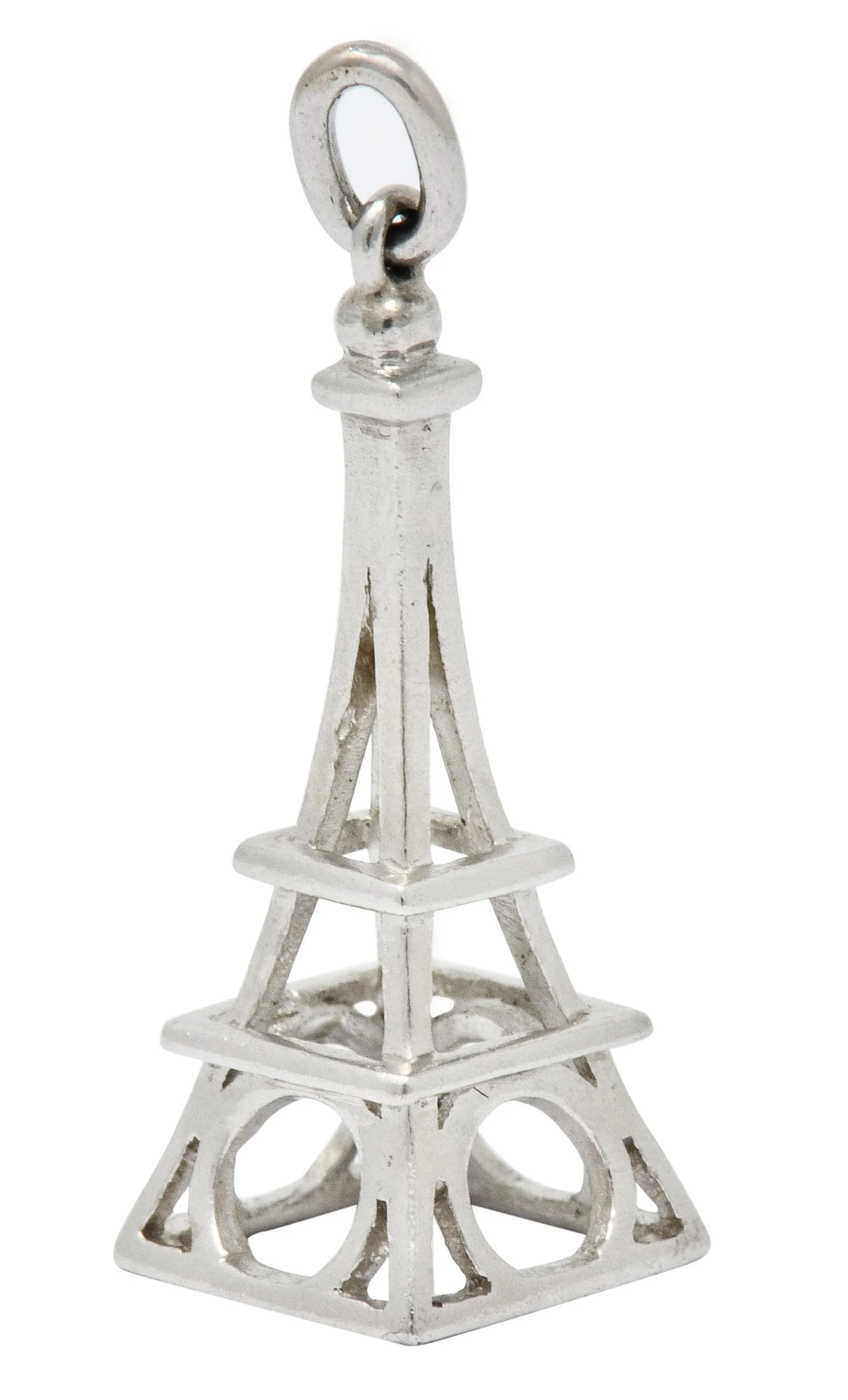 Art Deco Platinum Eiffel Tower Charm Circa 1930
