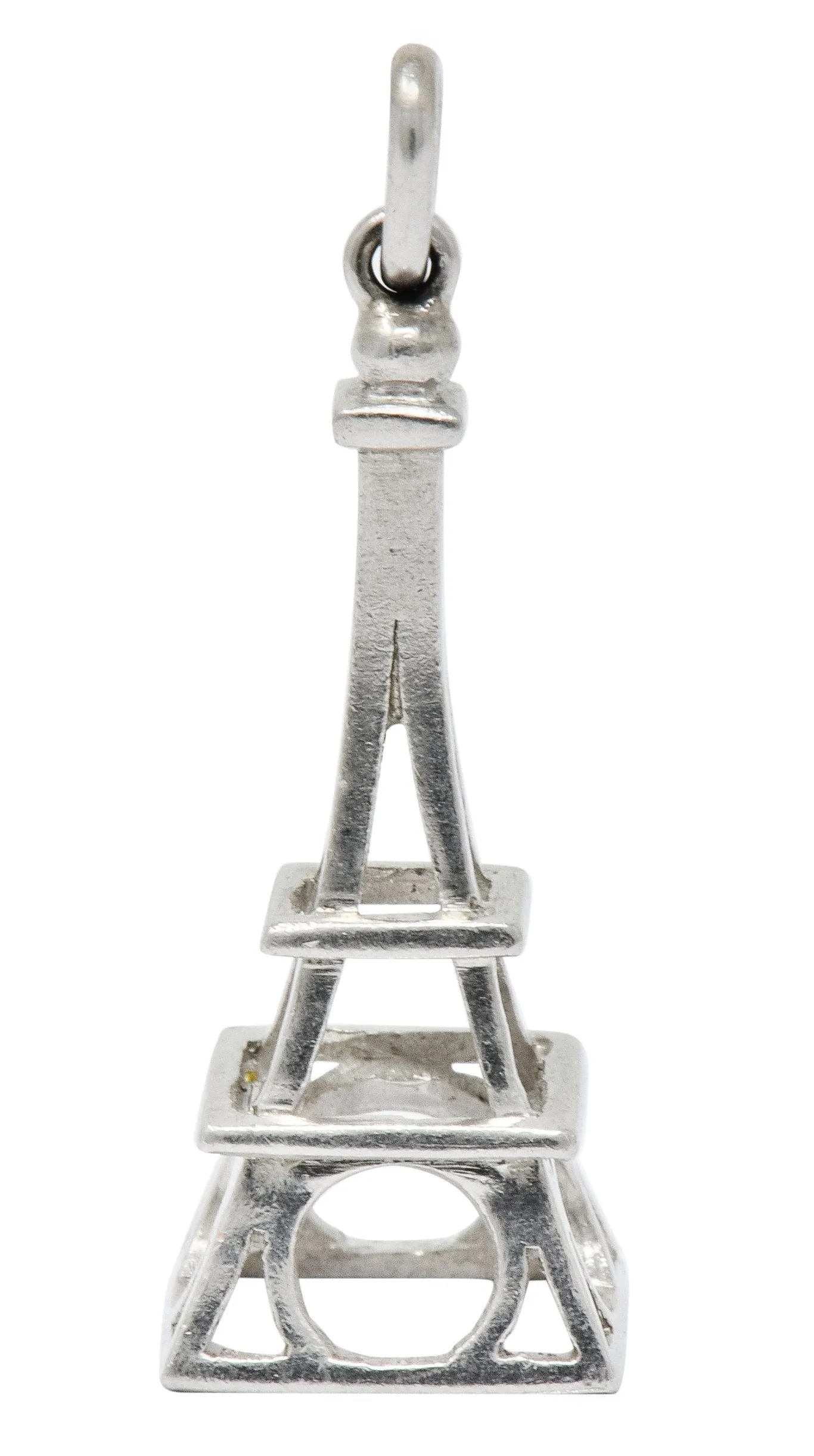 Art Deco Platinum Eiffel Tower Charm Circa 1930