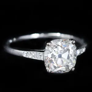 Art Deco Platinum GIA 2.07 Carat Old Mine Cut Diamond Engagement Ring