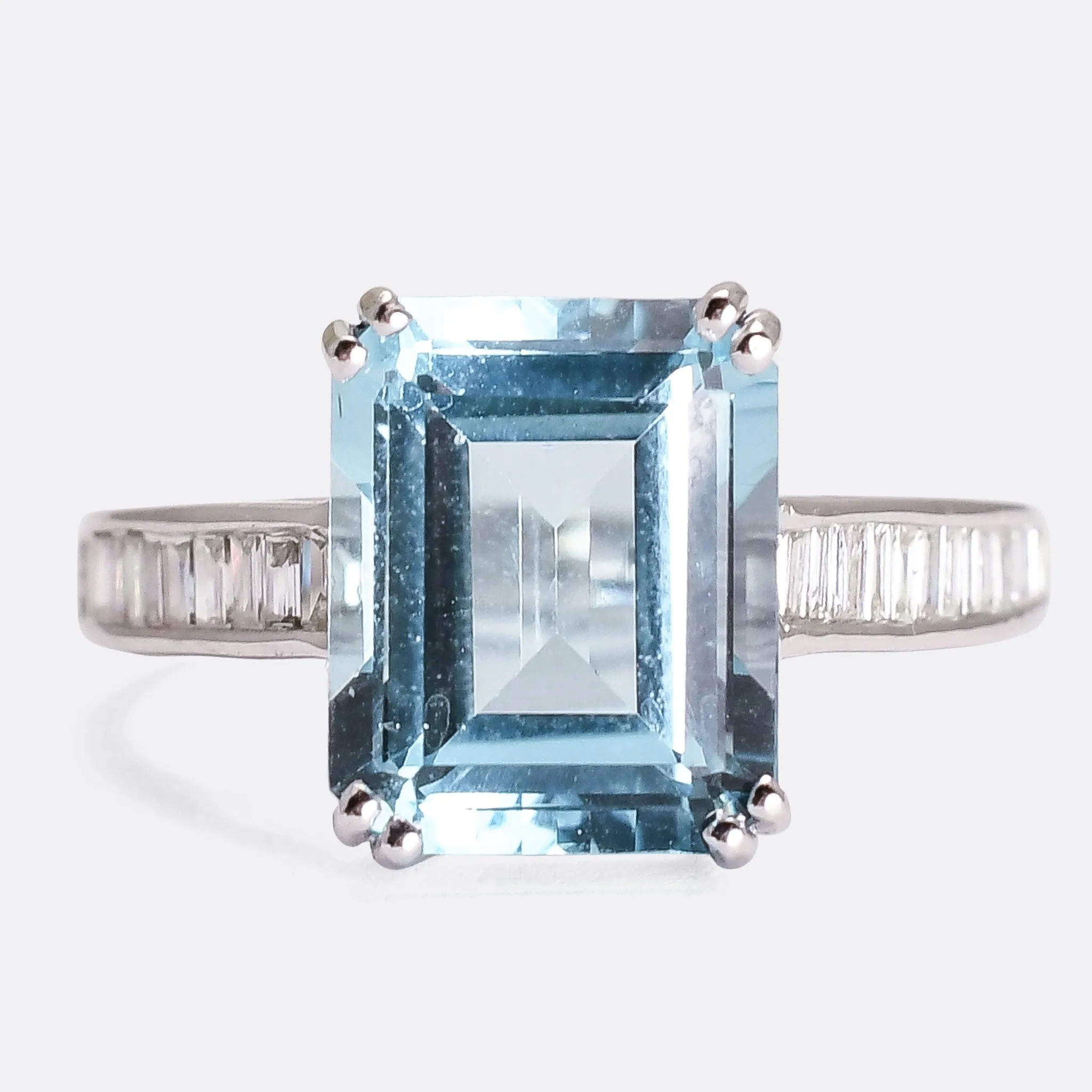 Art Deco Revival Aquamarine Solitaire Ring