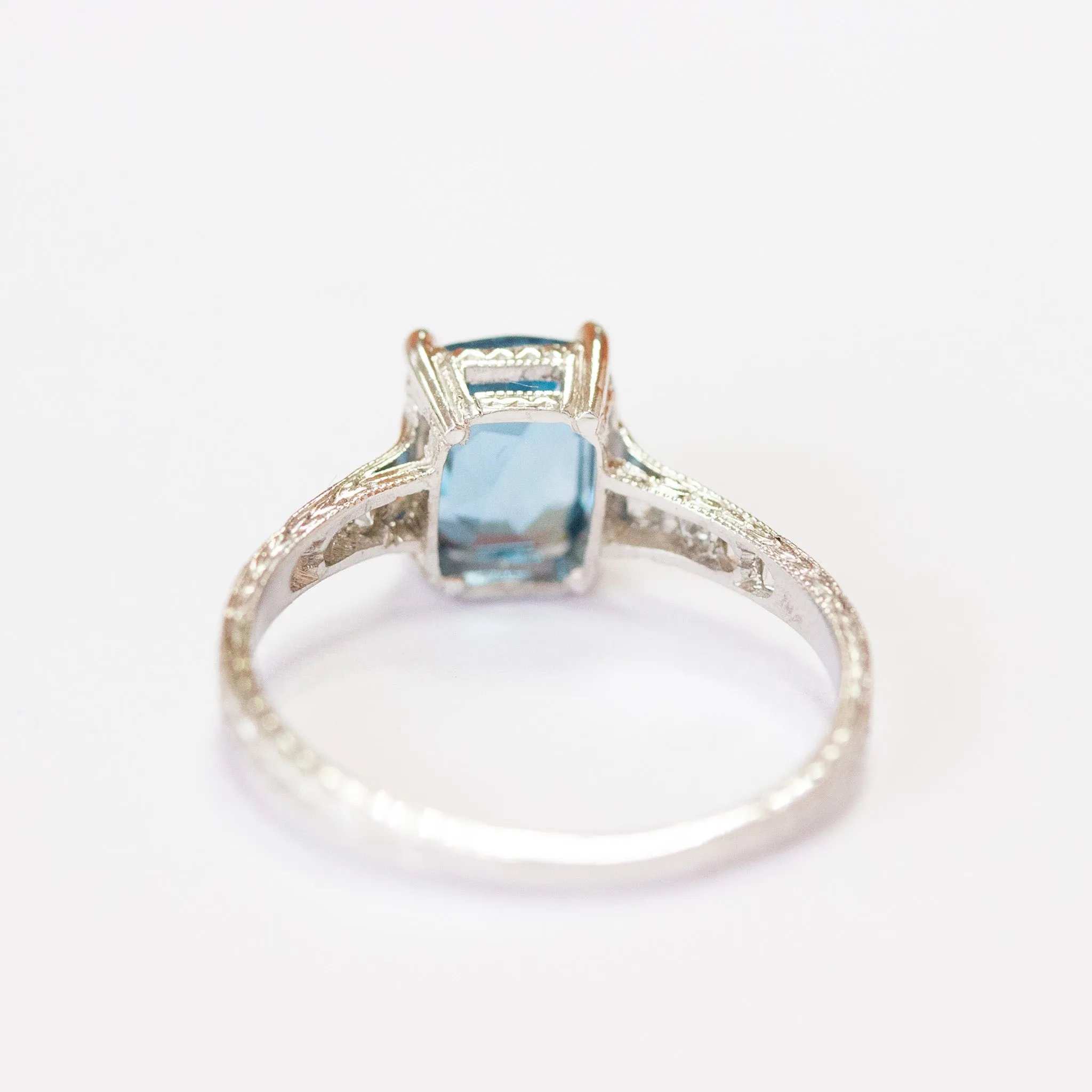 Art Deco Sapphire & Diamond Engagement Ring, Platinum