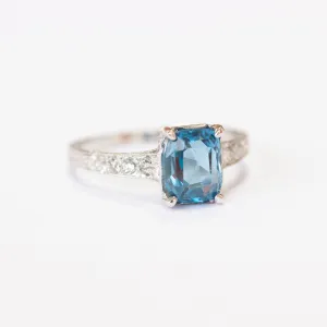 Art Deco Sapphire & Diamond Engagement Ring, Platinum