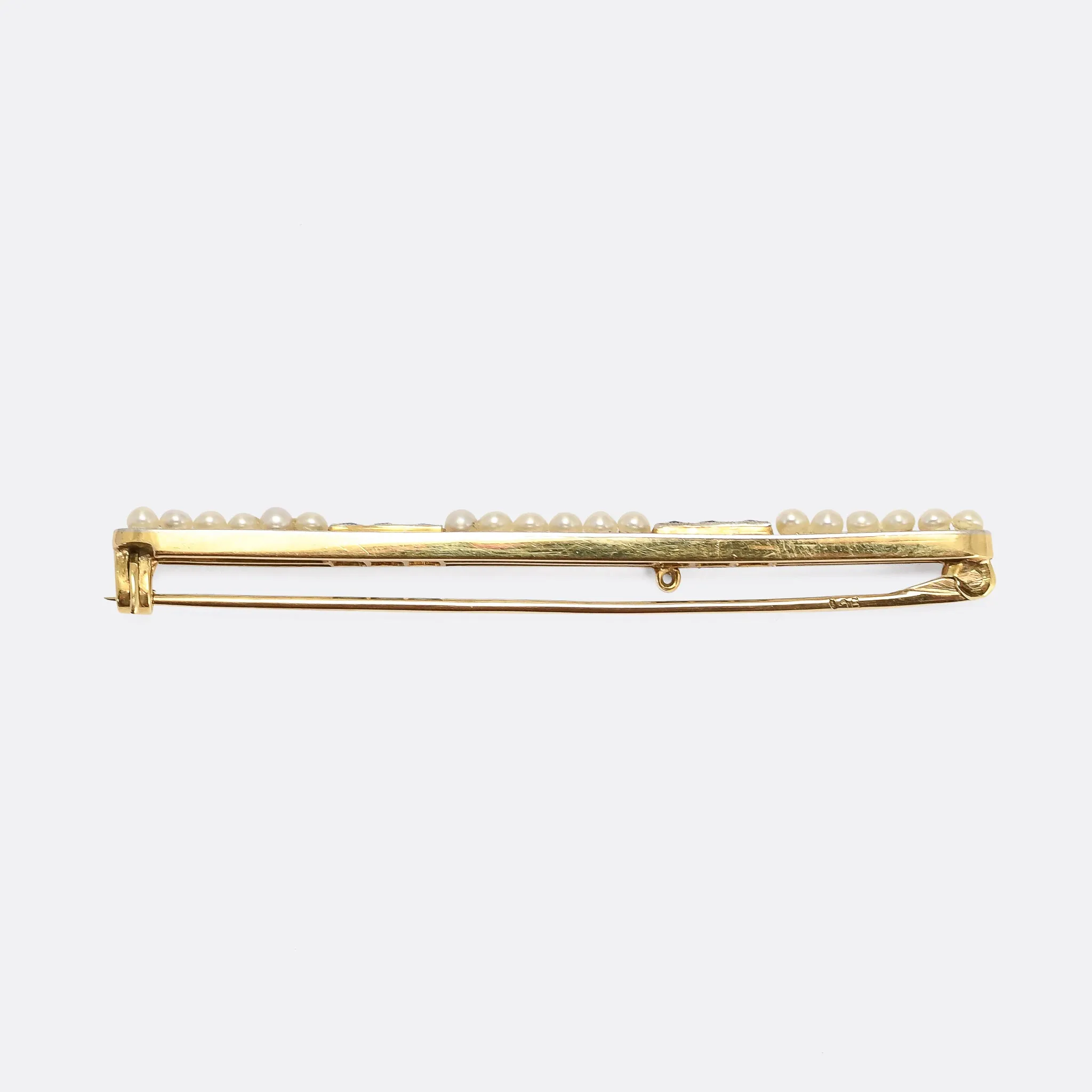 Art Deco Sapphire & Pearl Bar Brooch