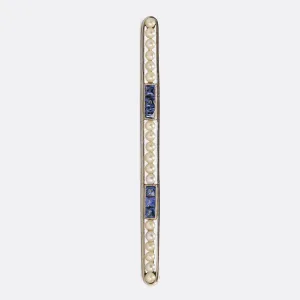 Art Deco Sapphire & Pearl Bar Brooch