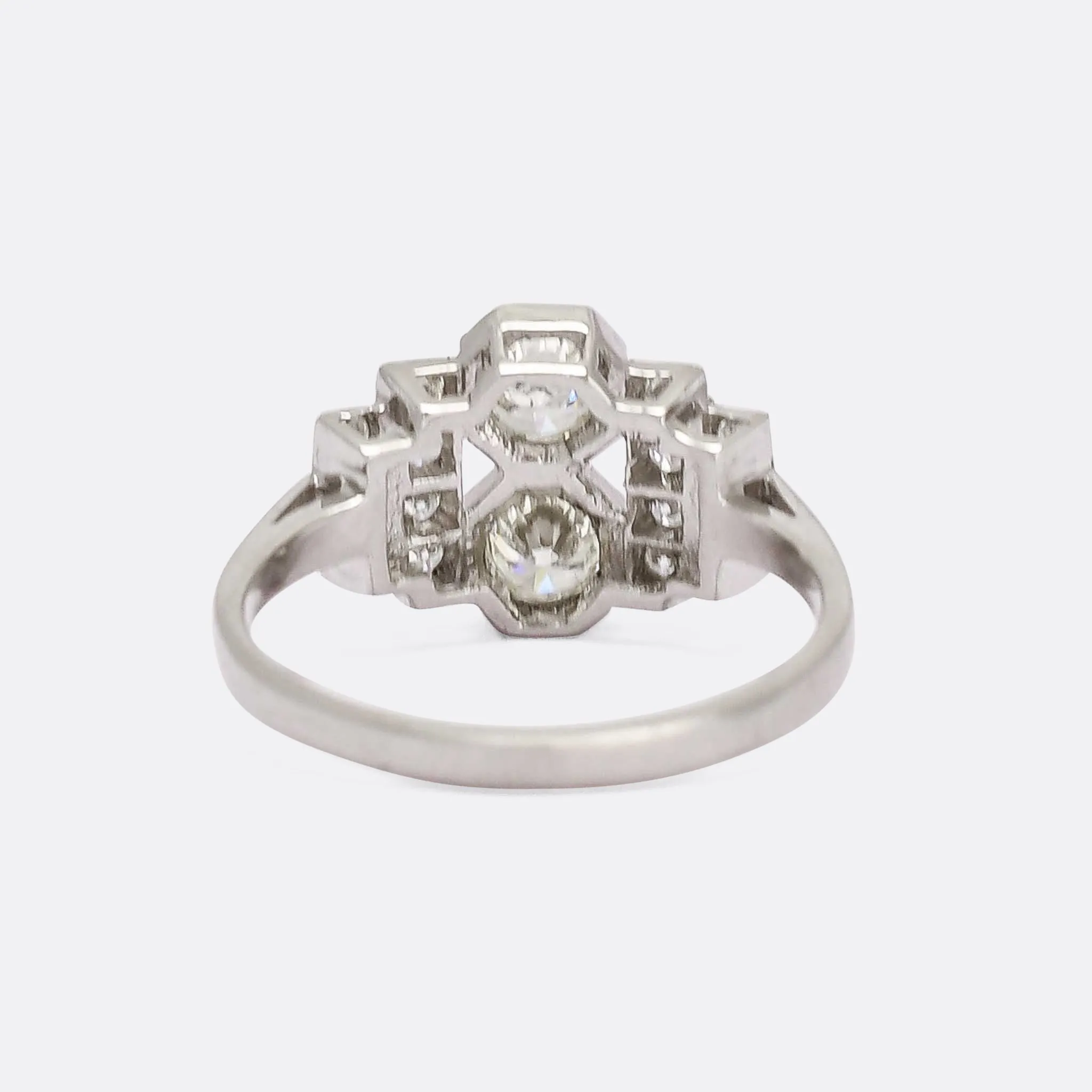 Art Deco Stepped Shoulder "Toi Et Moi" Engagement Ring