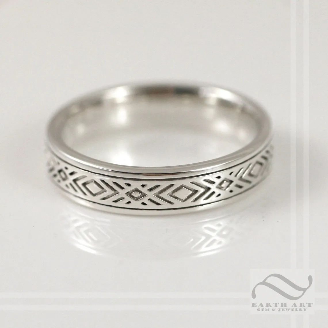Art Deco Style 4mm ladies wedding band in Sterling or Gold