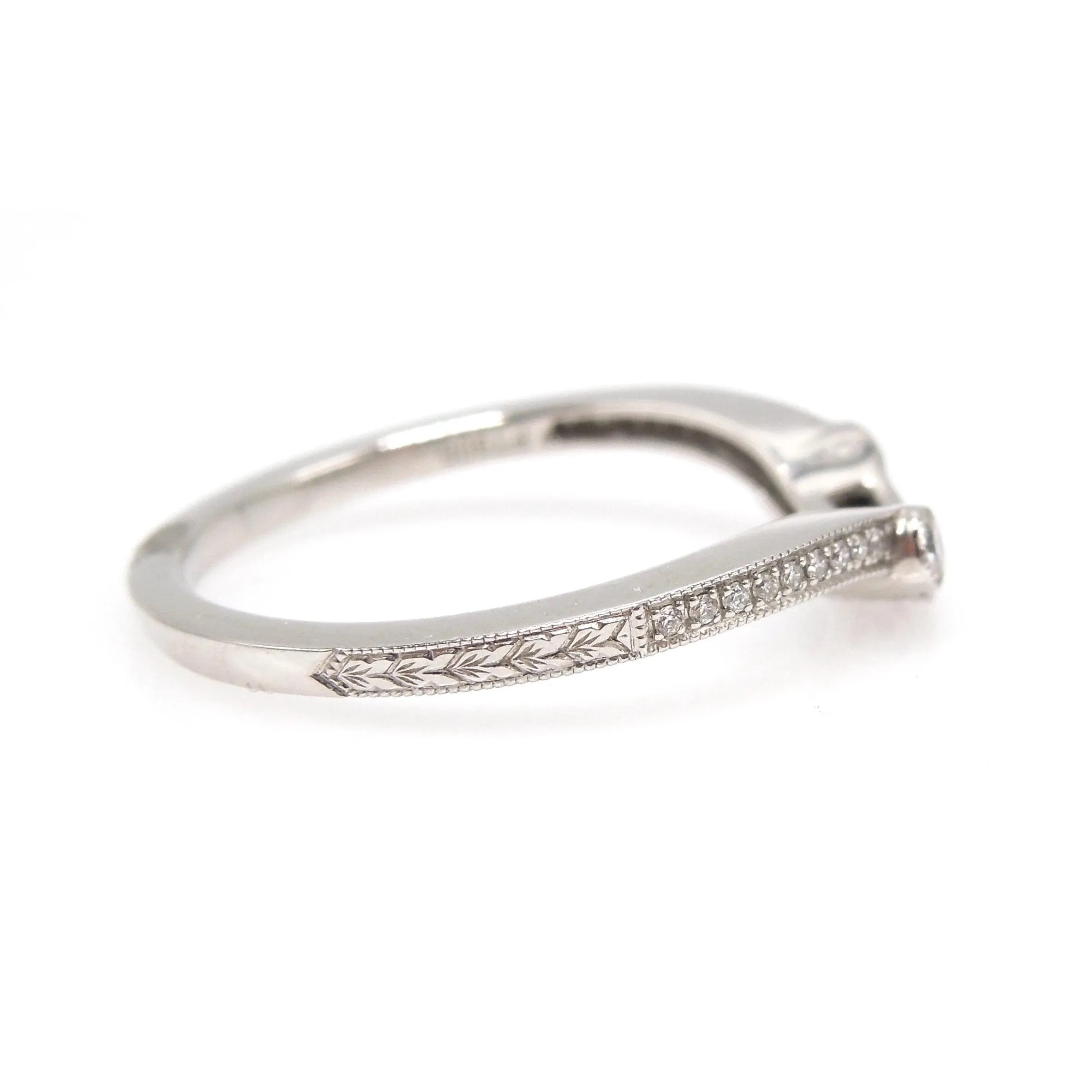 Art Deco Style Black Onyx and Diamond Contoured Curved Band in Platinum