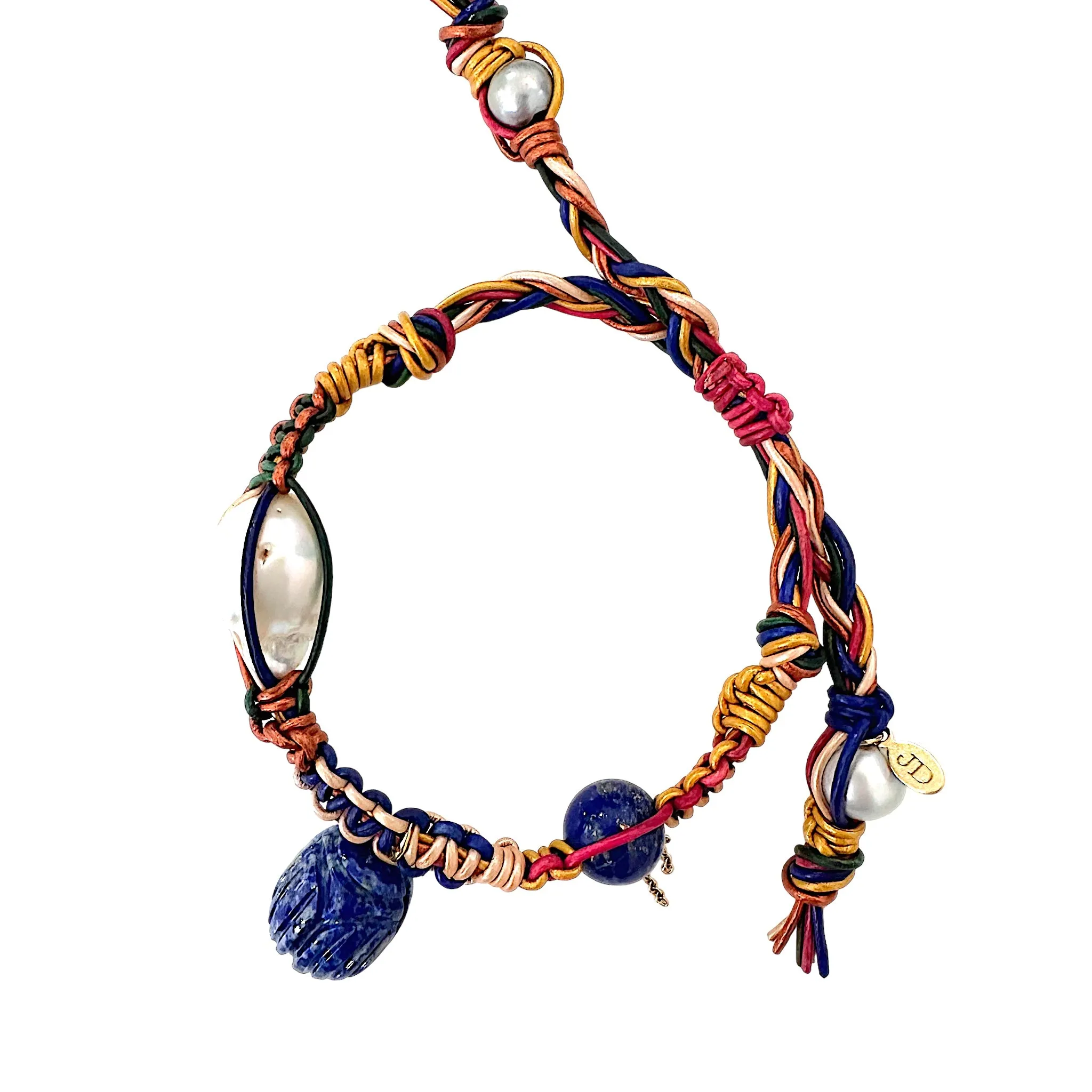 Autumn Blue Lapis Scarab Leather Bracelet