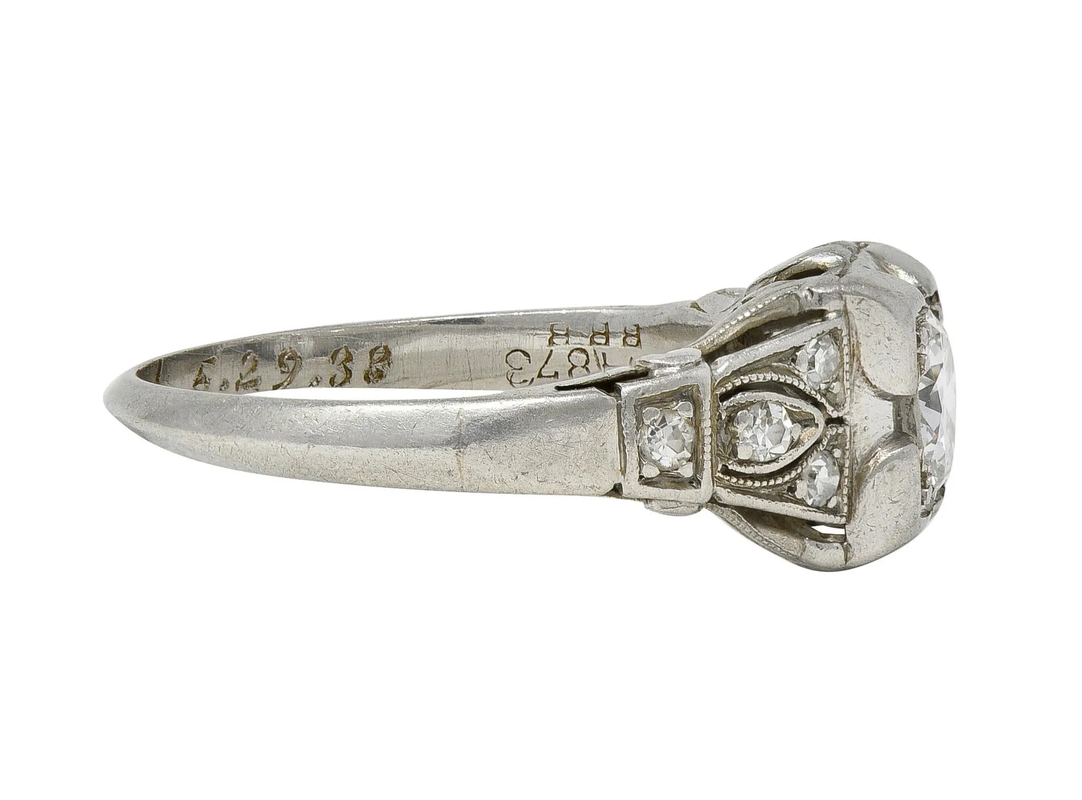 Bailey Banks & Biddle 1938 Art Deco 0.40 CTW Diamond Platinum Vintage Engagement Ring