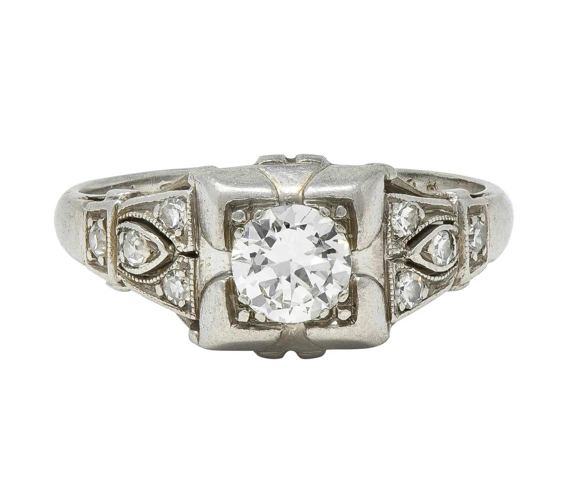 Bailey Banks & Biddle 1938 Art Deco 0.40 CTW Diamond Platinum Vintage Engagement Ring