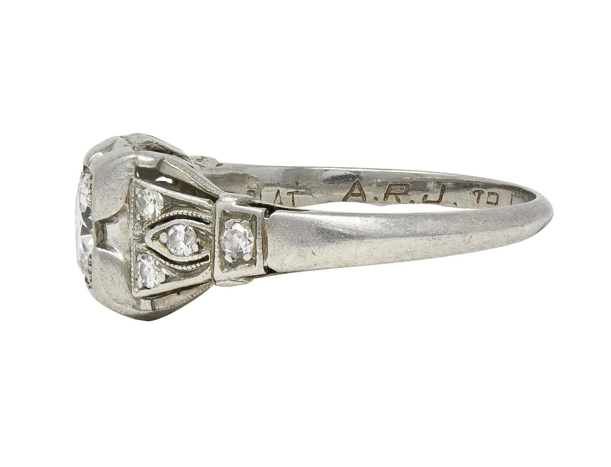 Bailey Banks & Biddle 1938 Art Deco 0.40 CTW Diamond Platinum Vintage Engagement Ring