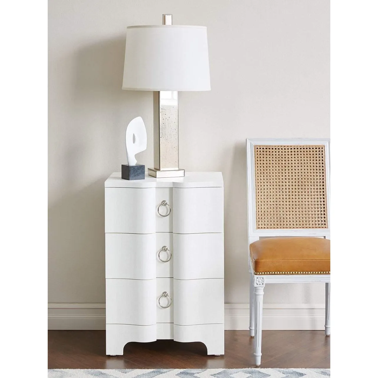 Bardot 3-Drawer Side Table / Chiffon White