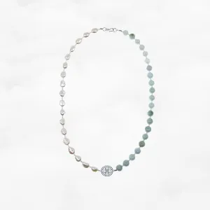 Baroque Pearl and Jadeite Necklace Silver