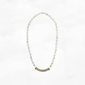 Baroque Pearl Crystal Curve Tube Necklace