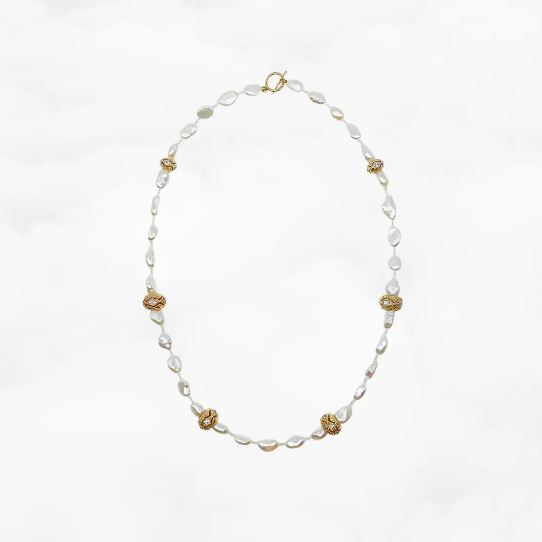 Baroque Pearl Necklace with Water Wave