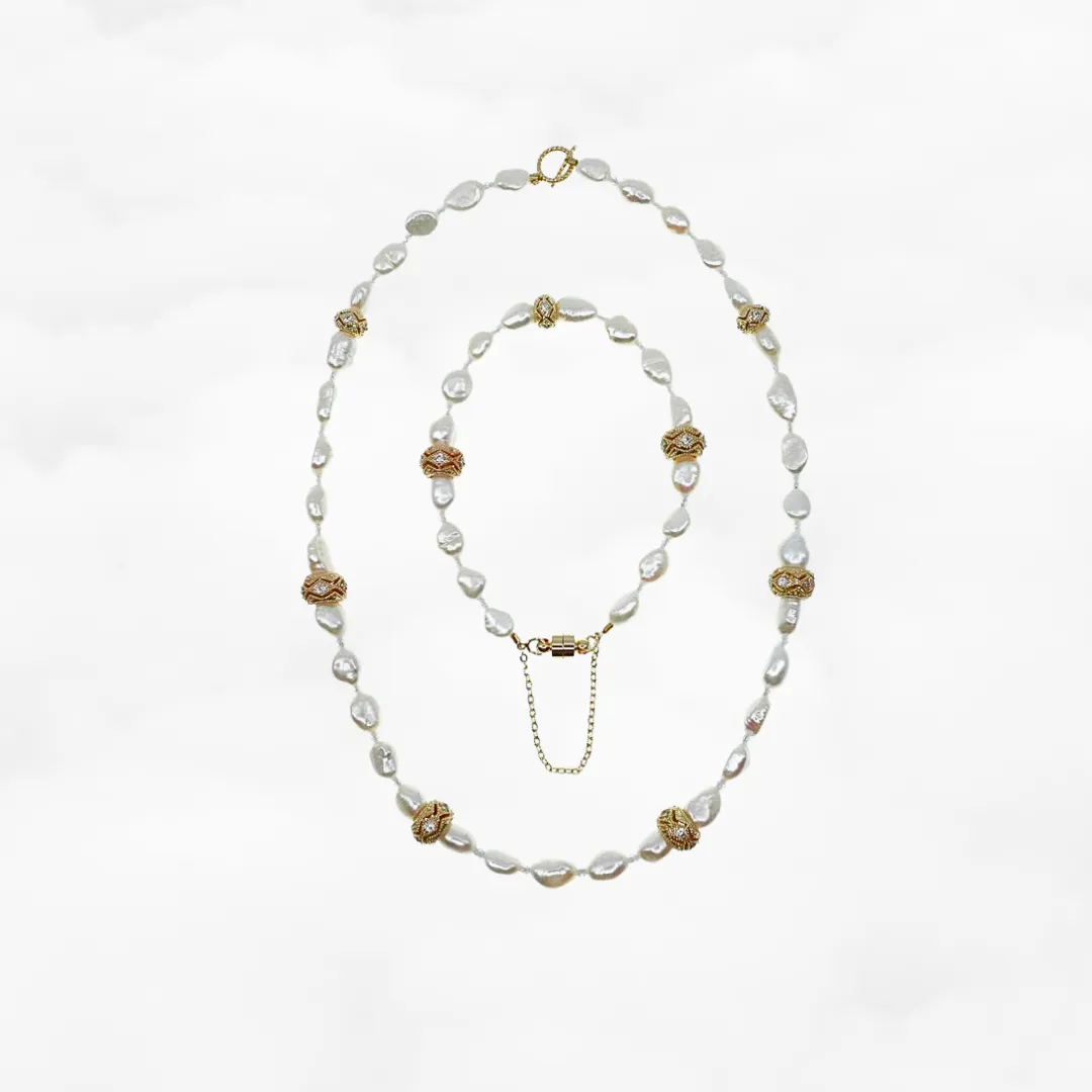 Baroque Pearl Necklace with Water Wave
