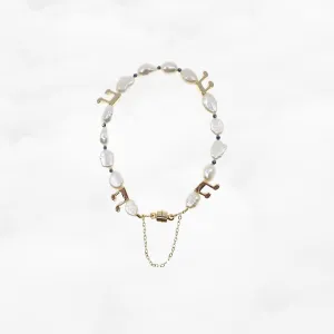 Beaded Baroque Pearl Bracelet with Music Notes