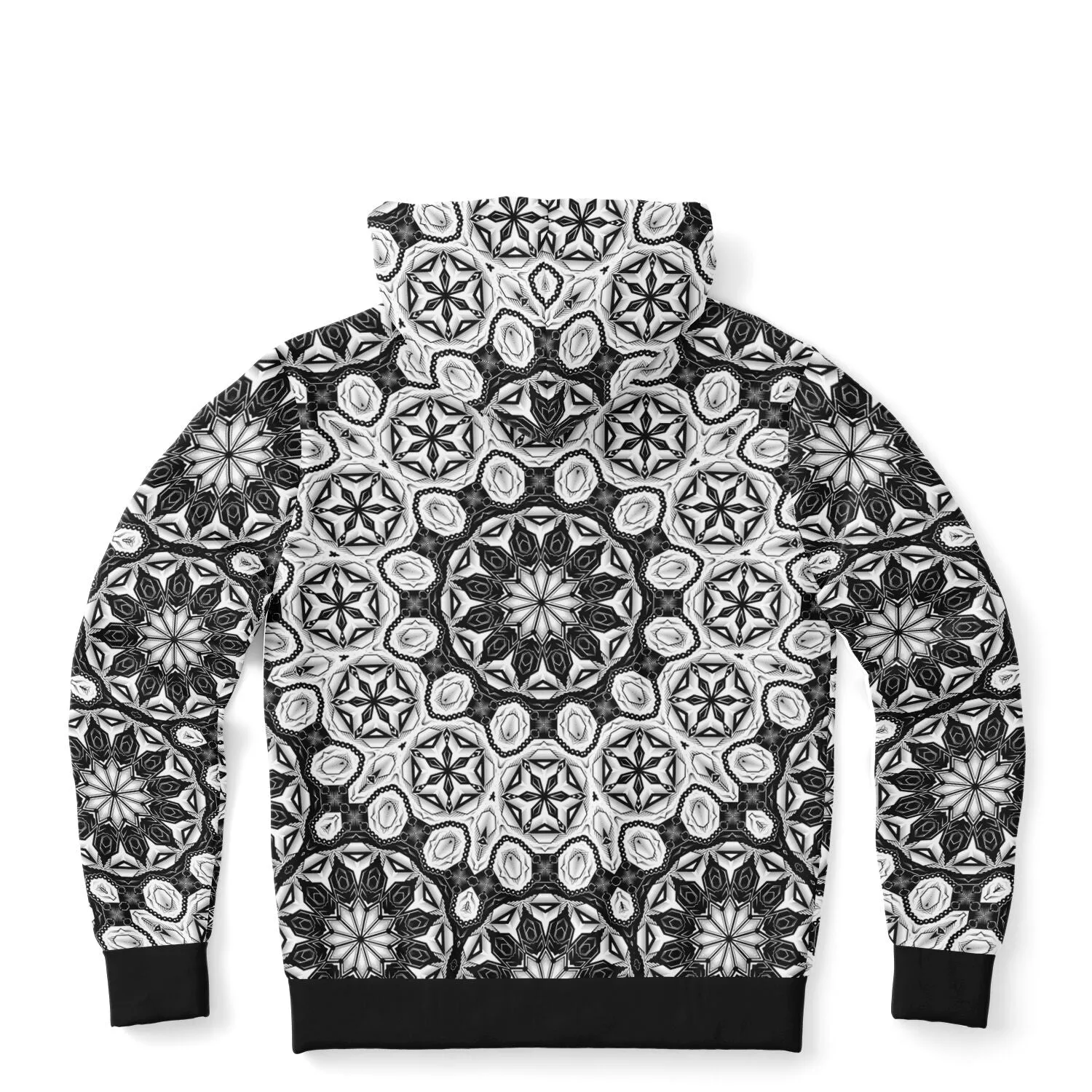 BlackWhite Deco Mandala Zip Hoodie