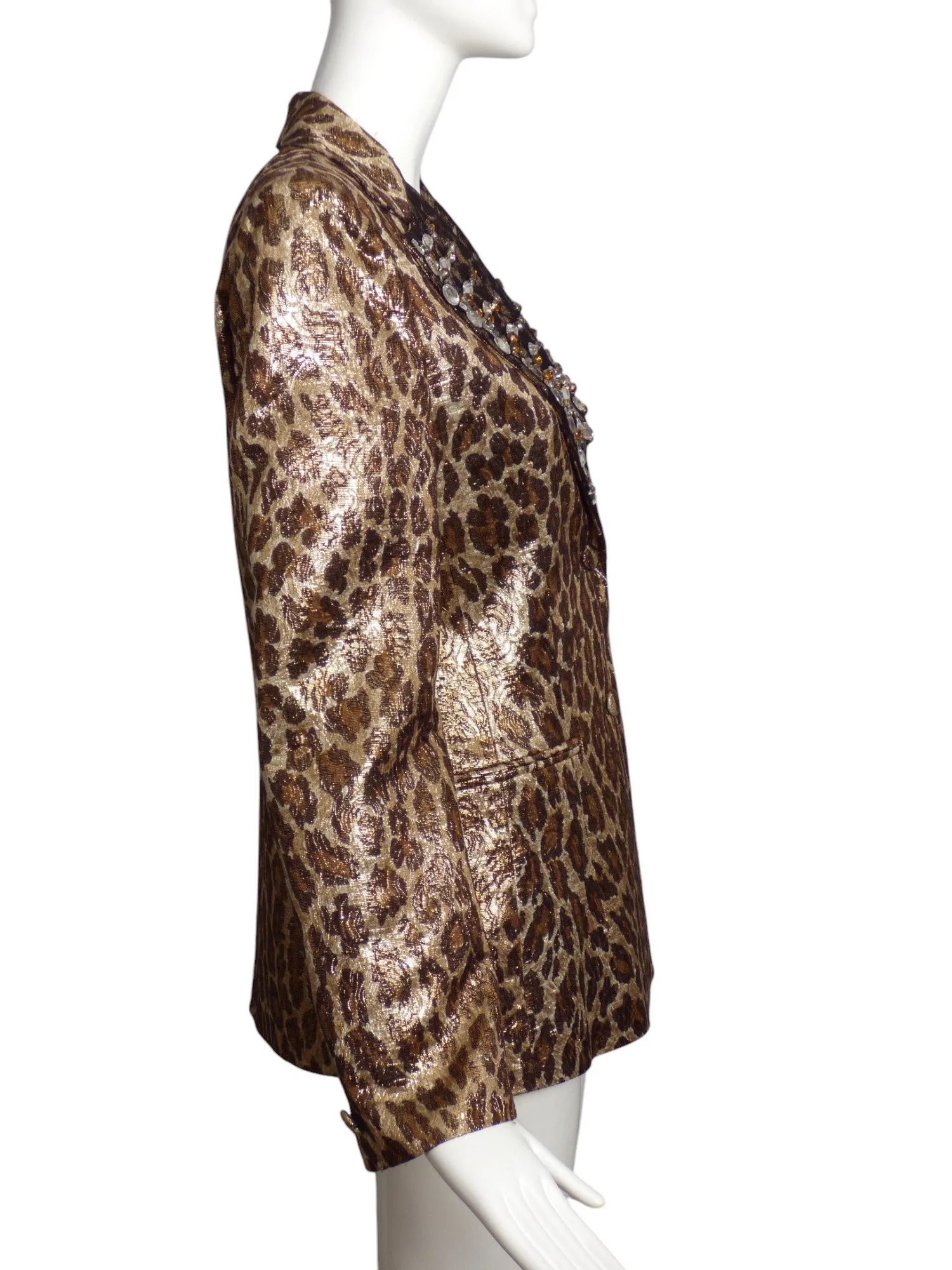 BLUMARINE- NWT Jeweled Metallic Animal Print Blazer, Size 10