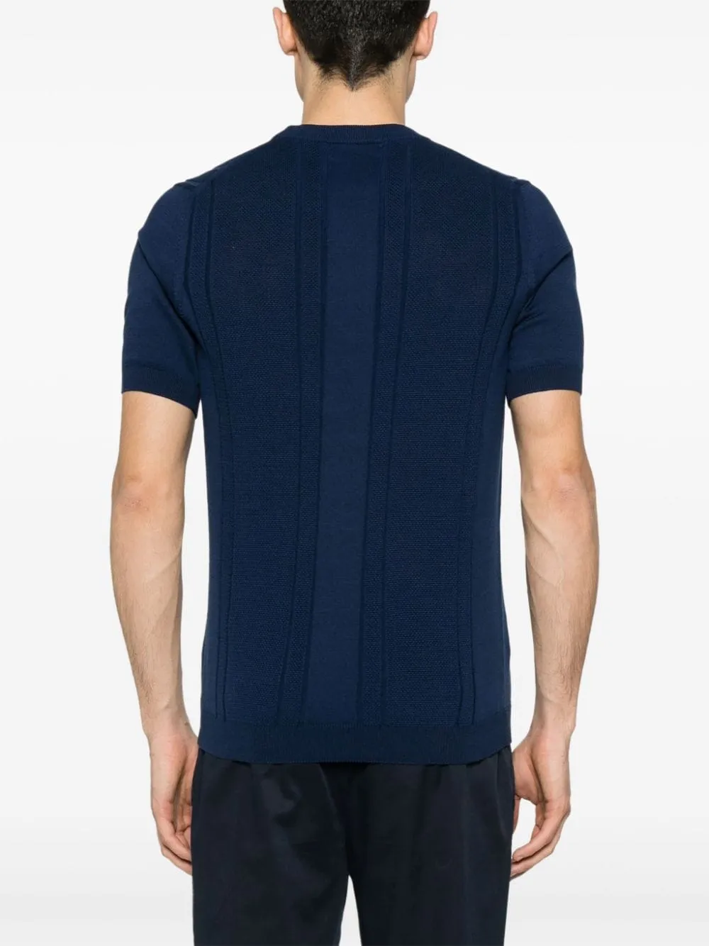 Brunello Cucinelli Knitted Cotton T-Shirt Navy