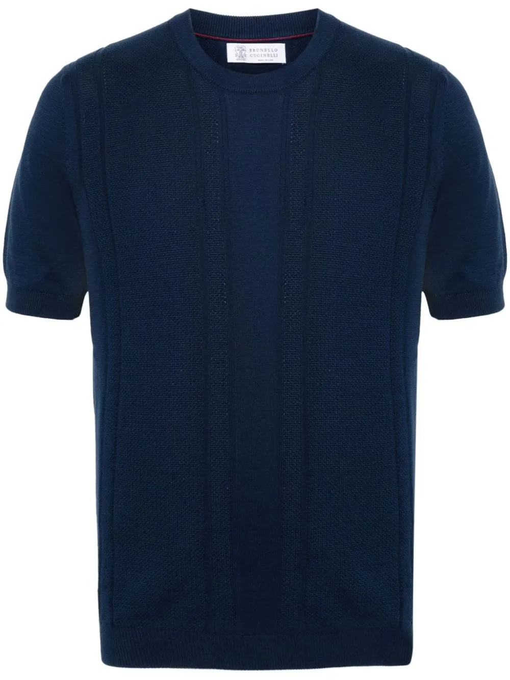 Brunello Cucinelli Knitted Cotton T-Shirt Navy