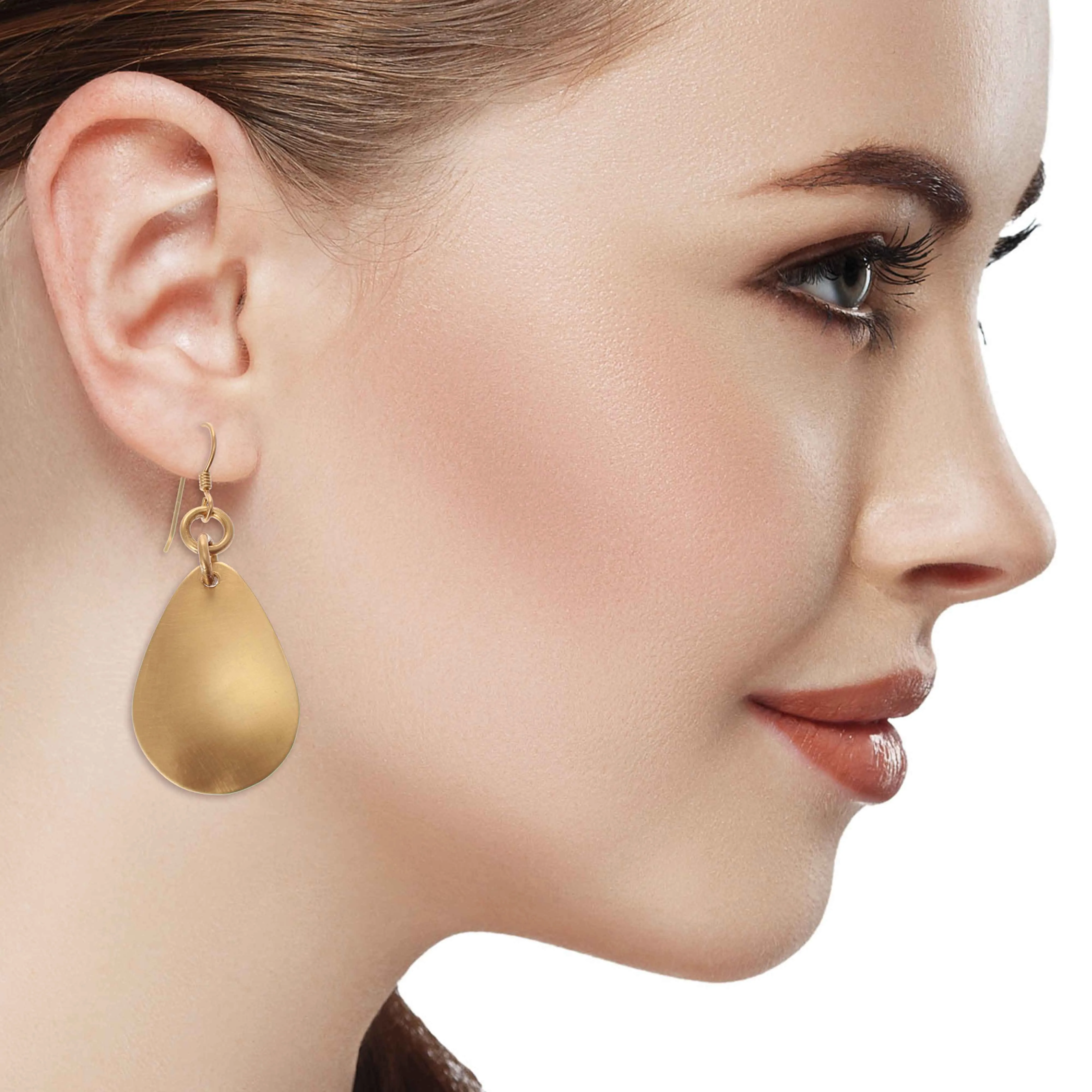Brushed Bronze Medium Teardrop Earrings