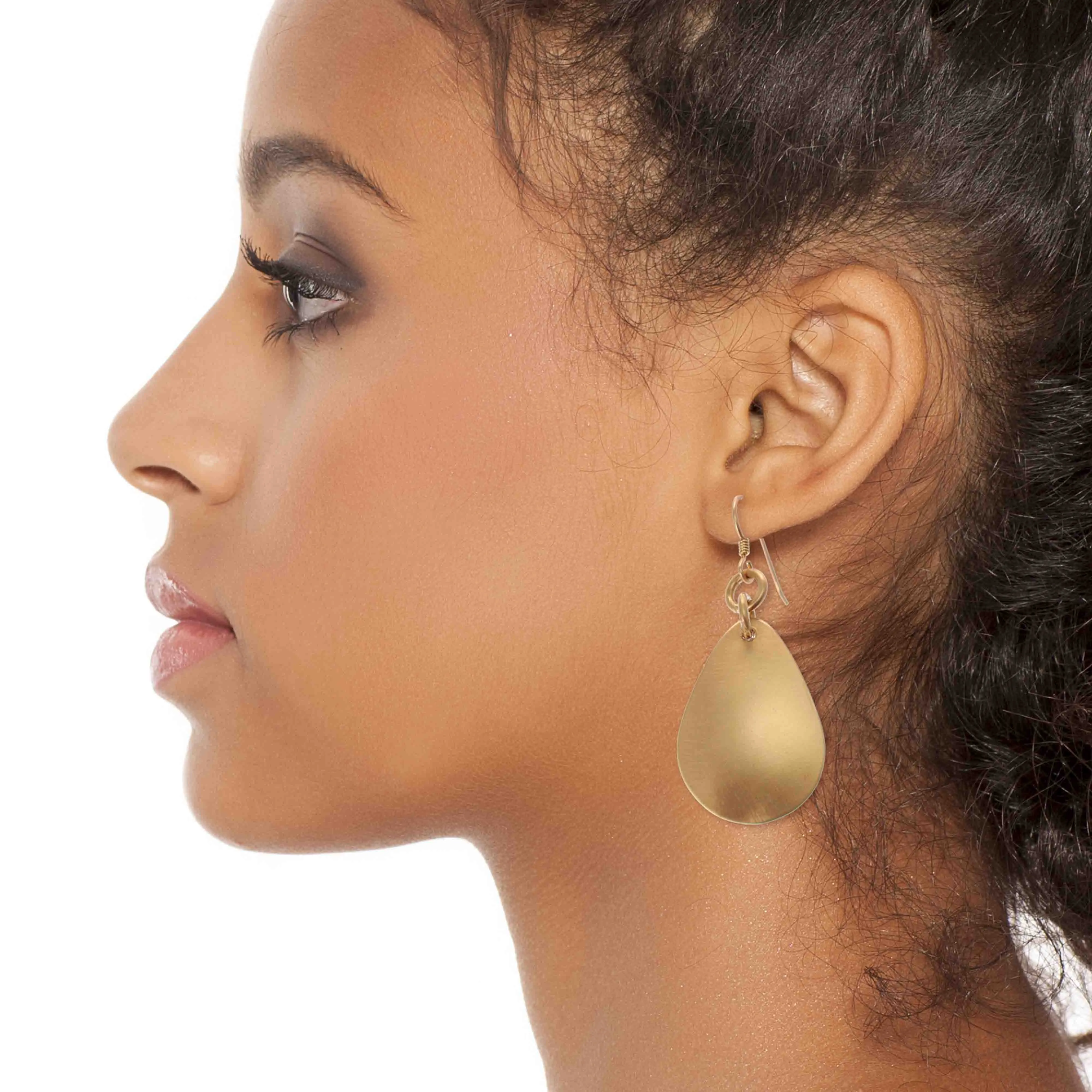 Brushed Bronze Medium Teardrop Earrings