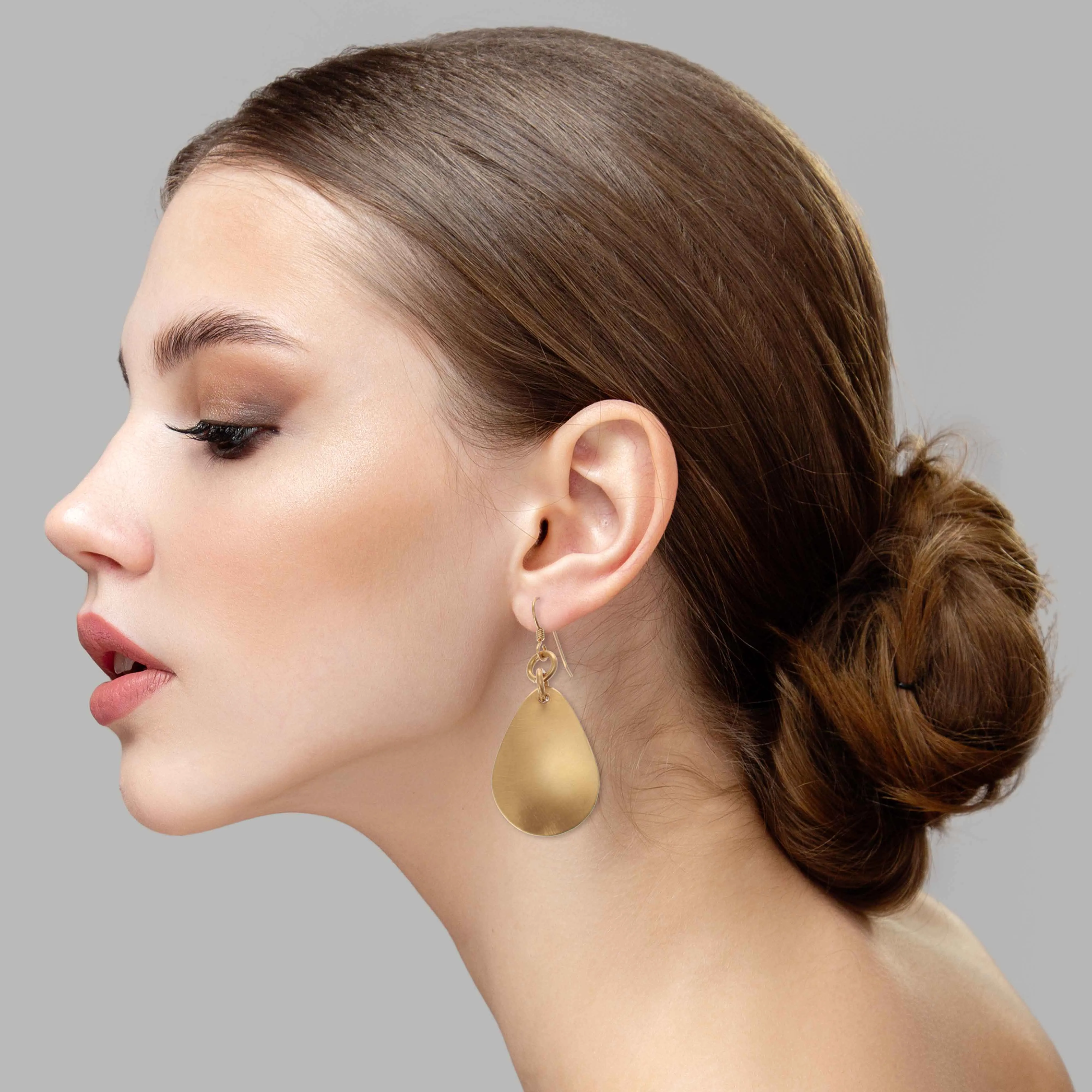 Brushed Bronze Medium Teardrop Earrings