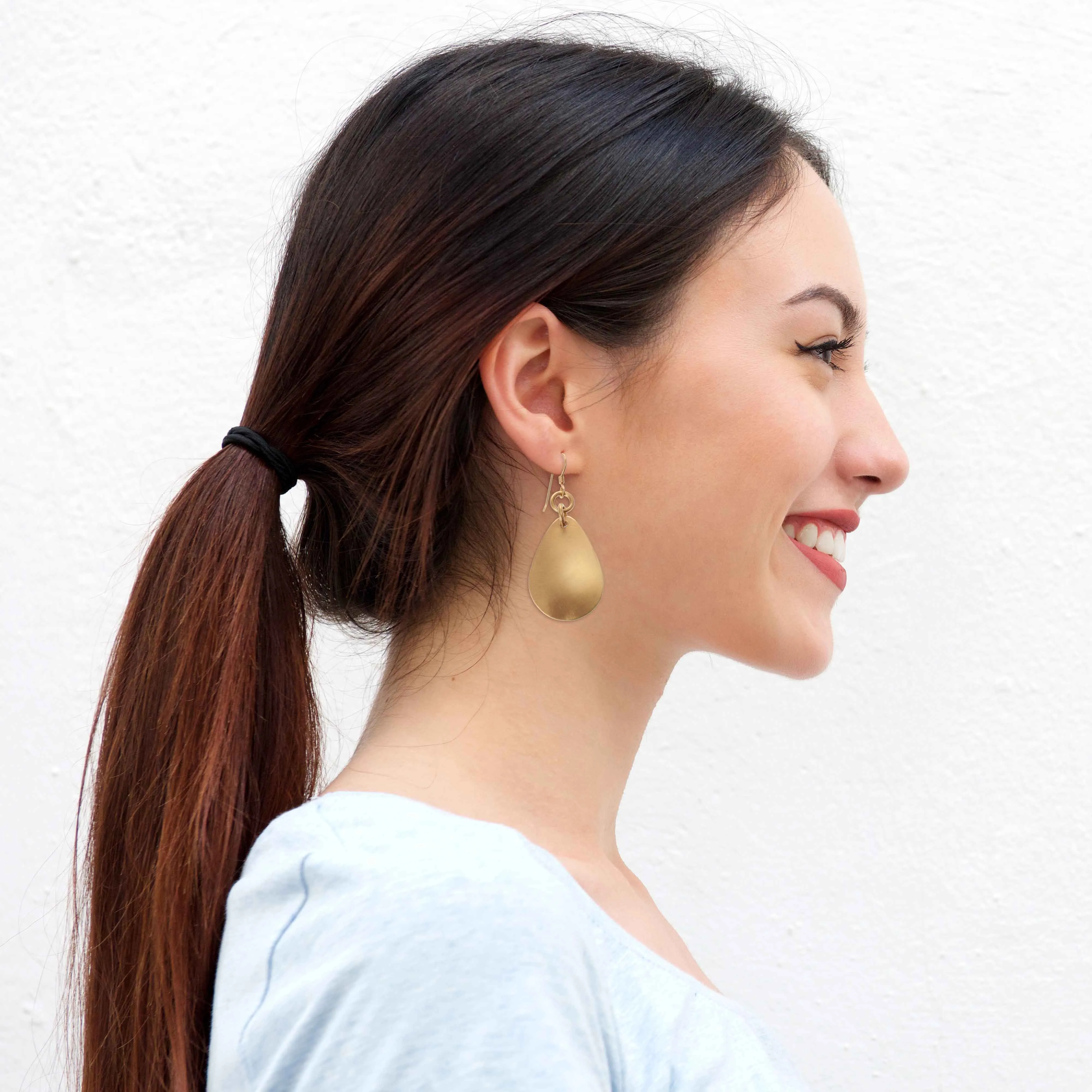 Brushed Bronze Medium Teardrop Earrings