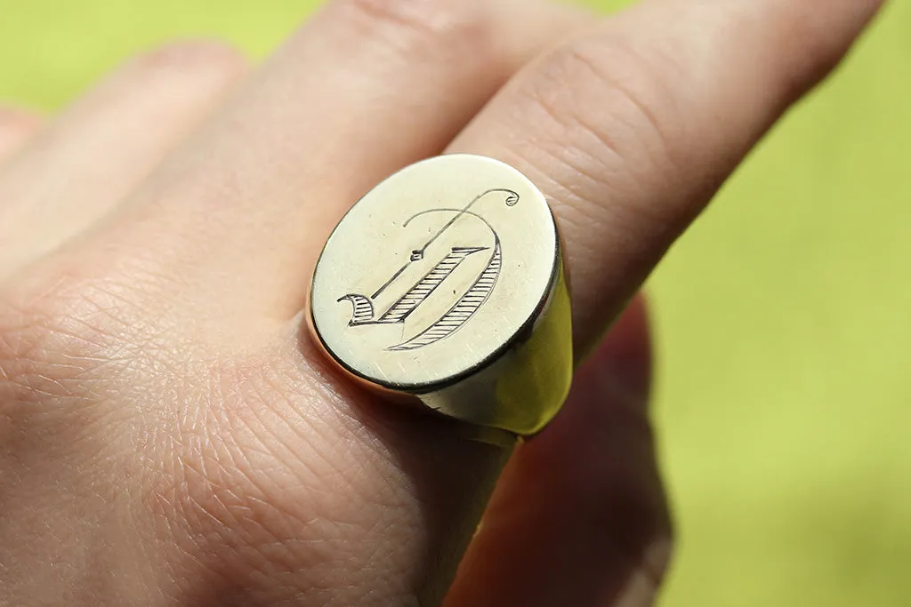 C.1900. Large 'D' Signet Ring