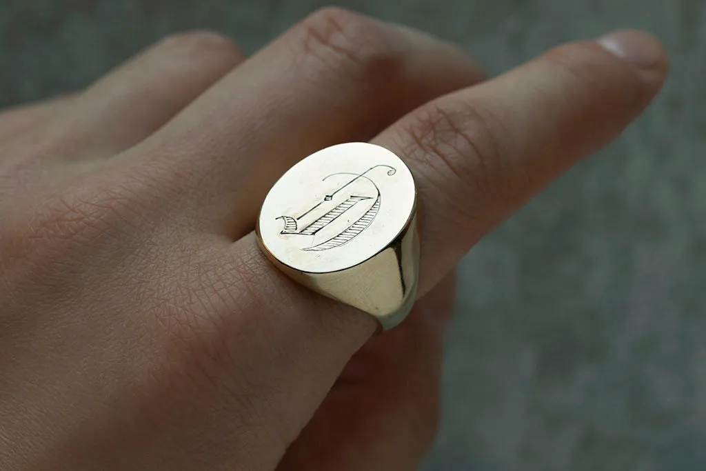 C.1900. Large 'D' Signet Ring