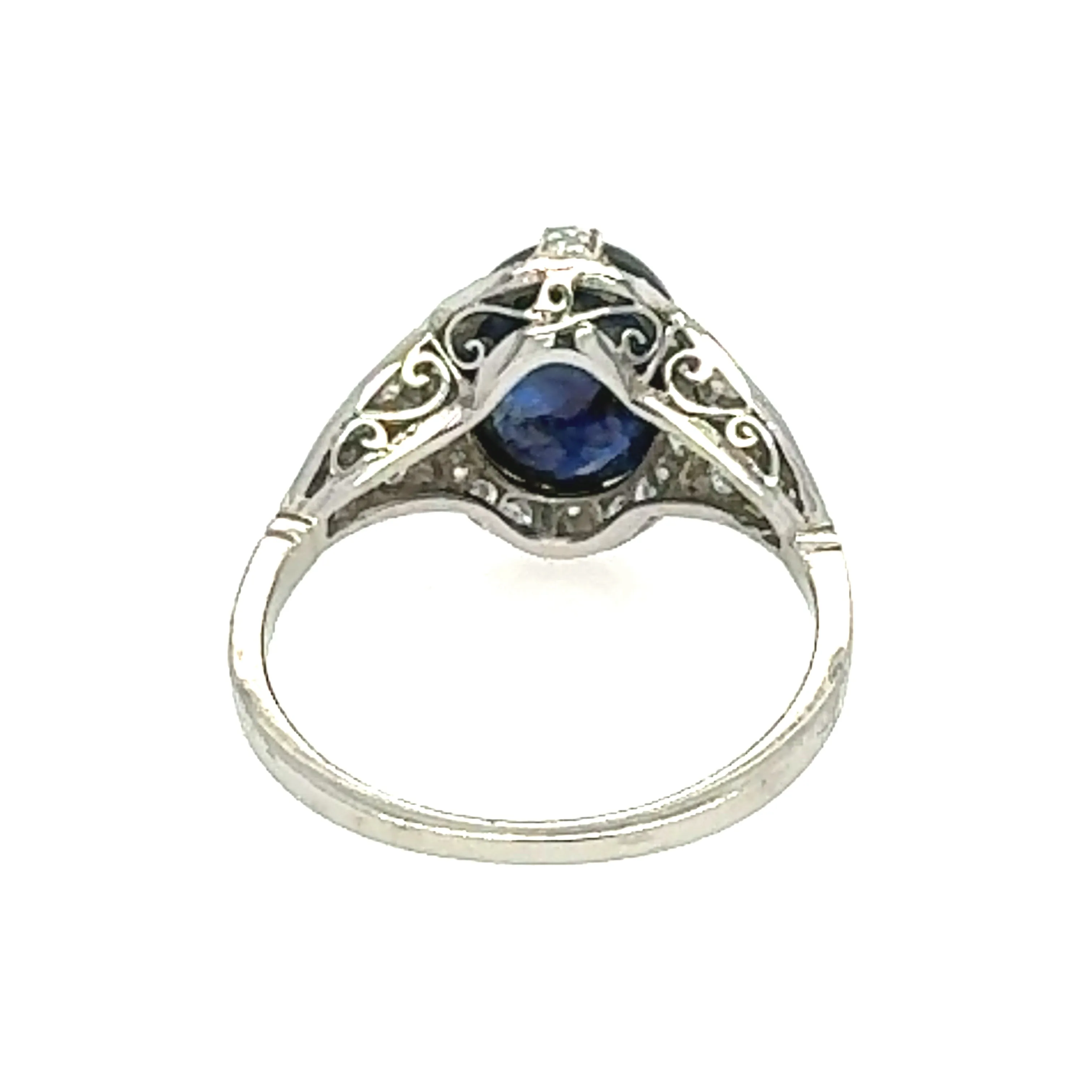 Cabochon Blue Sapphire and Diamond Ring