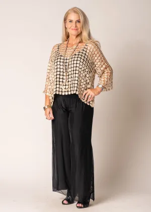 Carera Woven Metallic Top in Gold