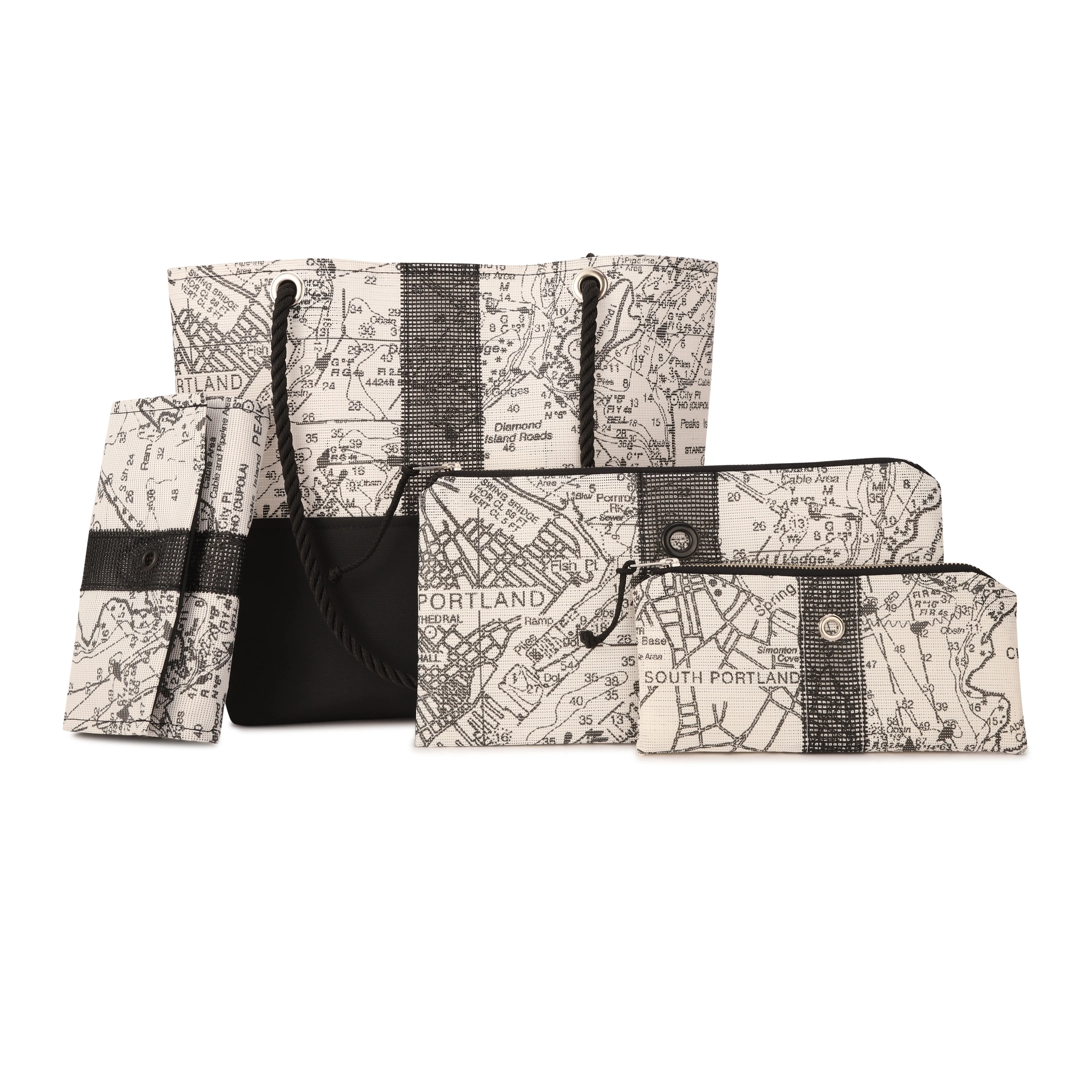 Casco Bay Chart in Black Tote
