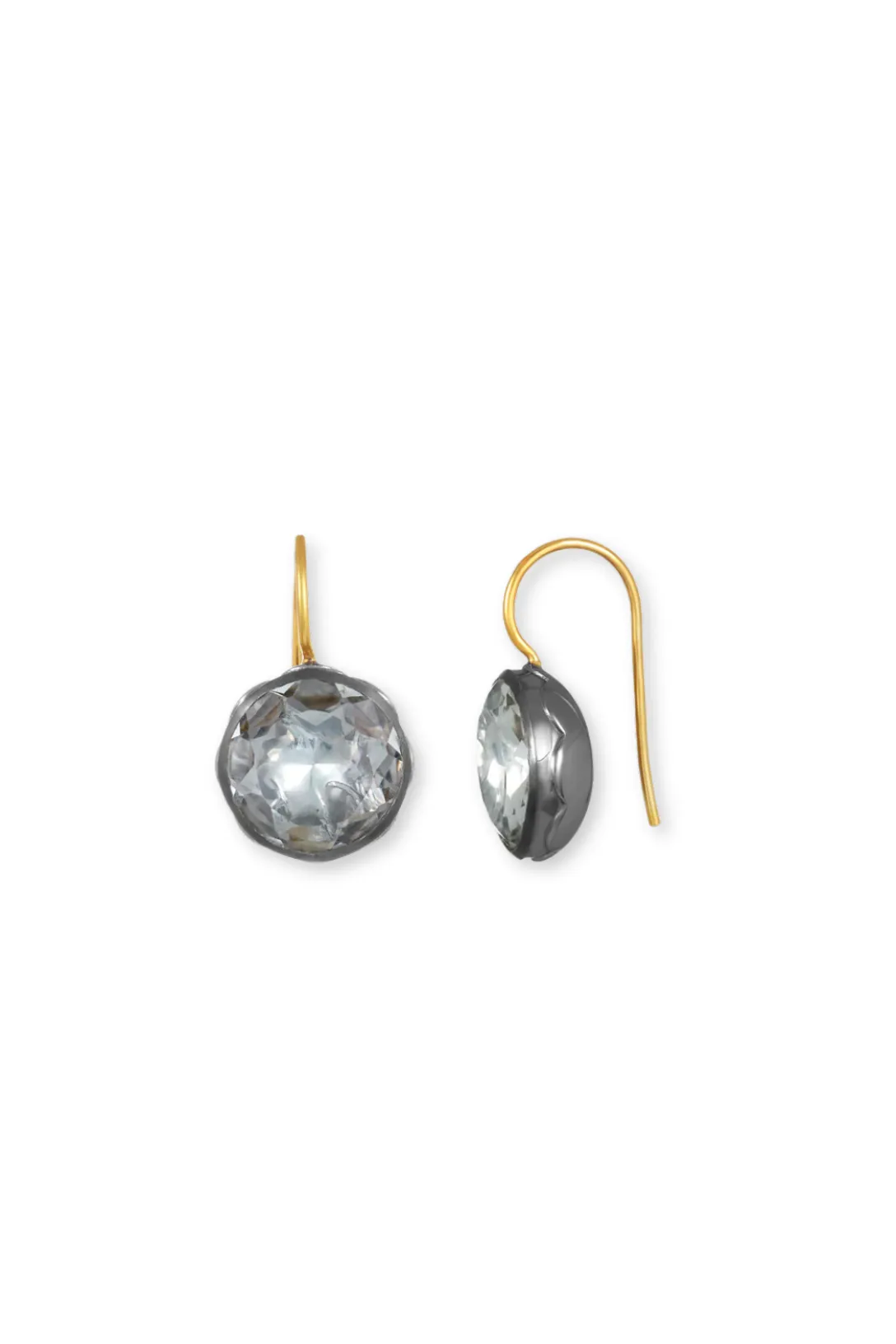Catherine Button Earrings | Black Rhodium / White