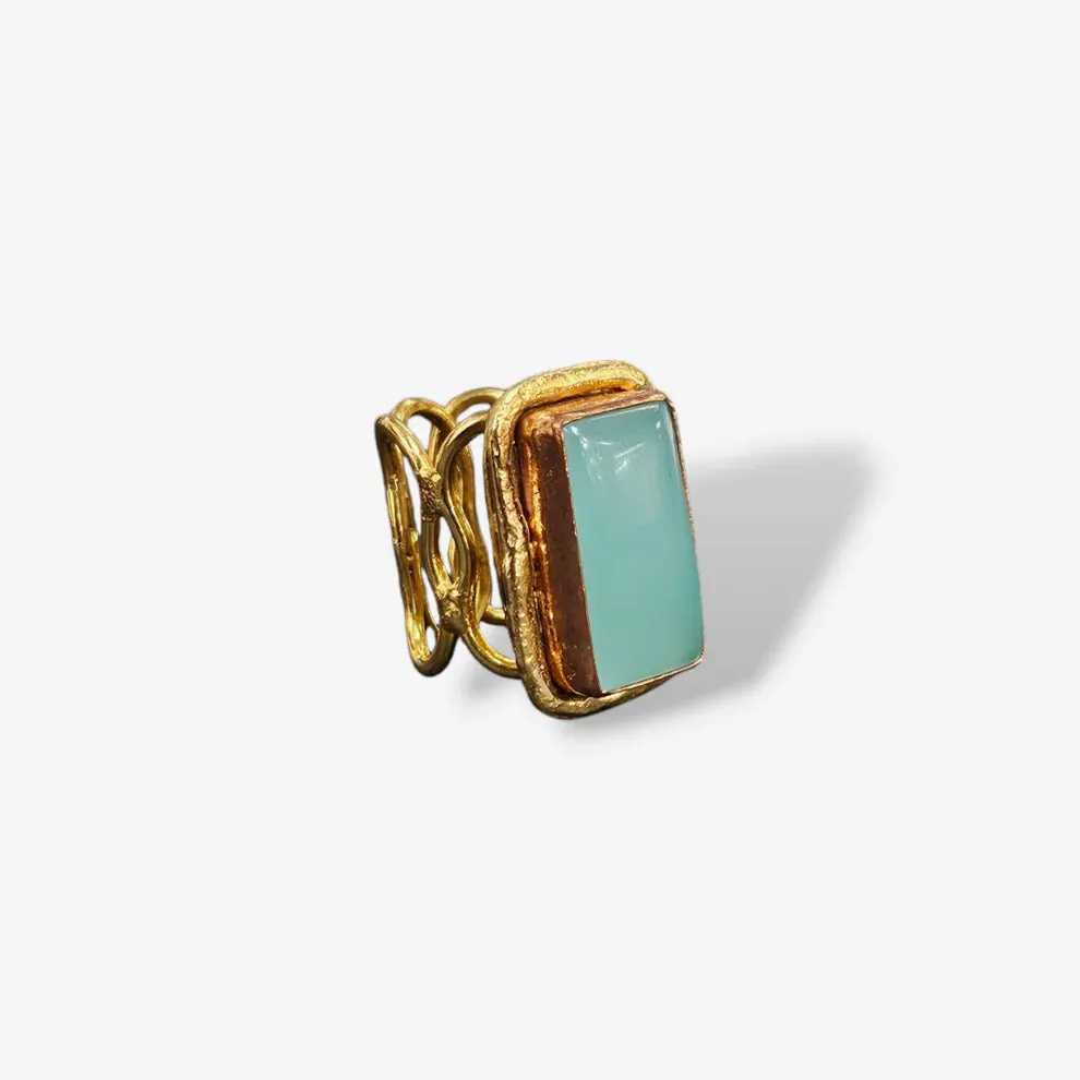 CHALCEDONY ART DECO RING