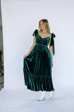 Cindy Velvet Dress In Green