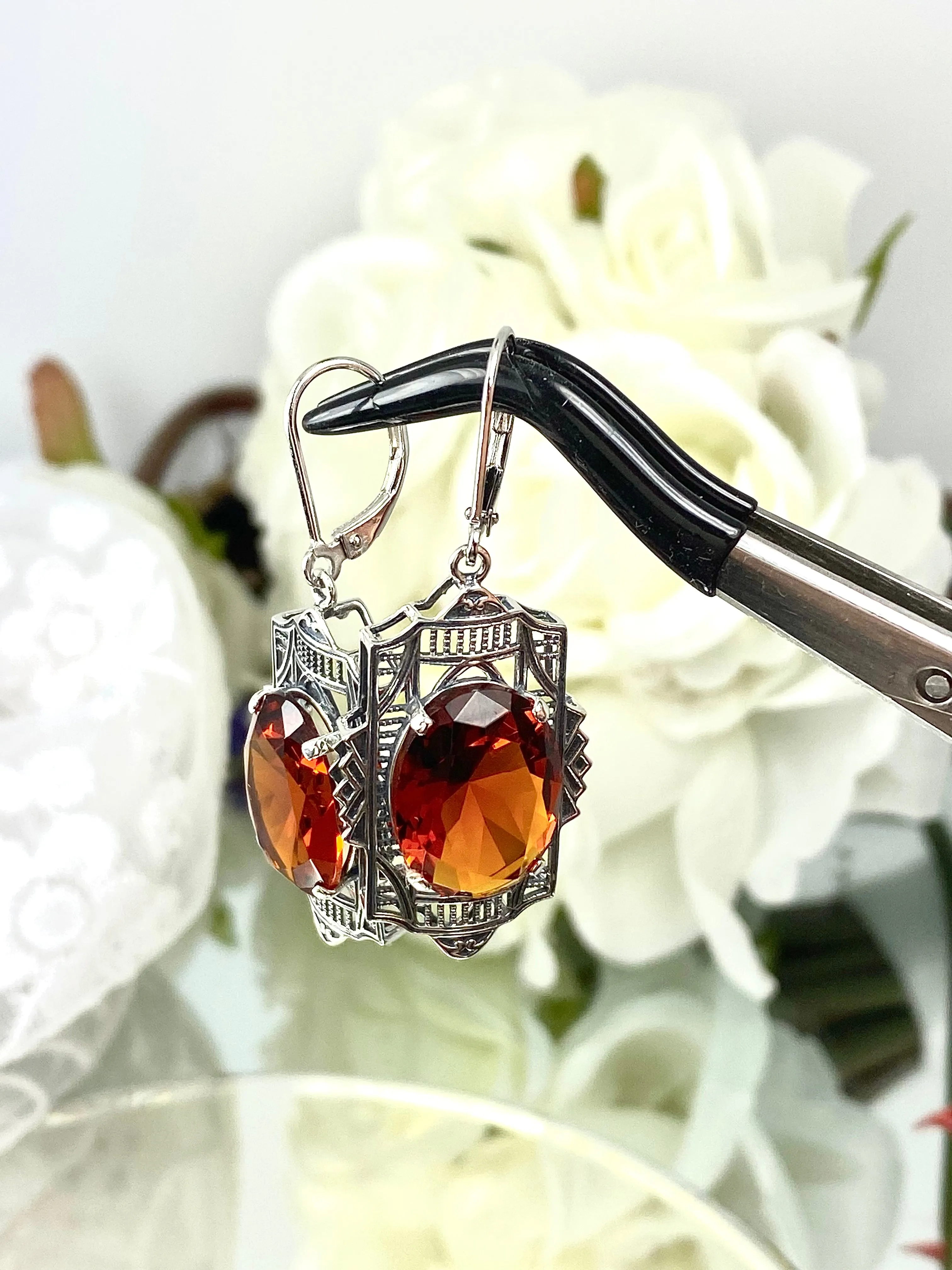 Citrine Art Deco Earrings, #E19