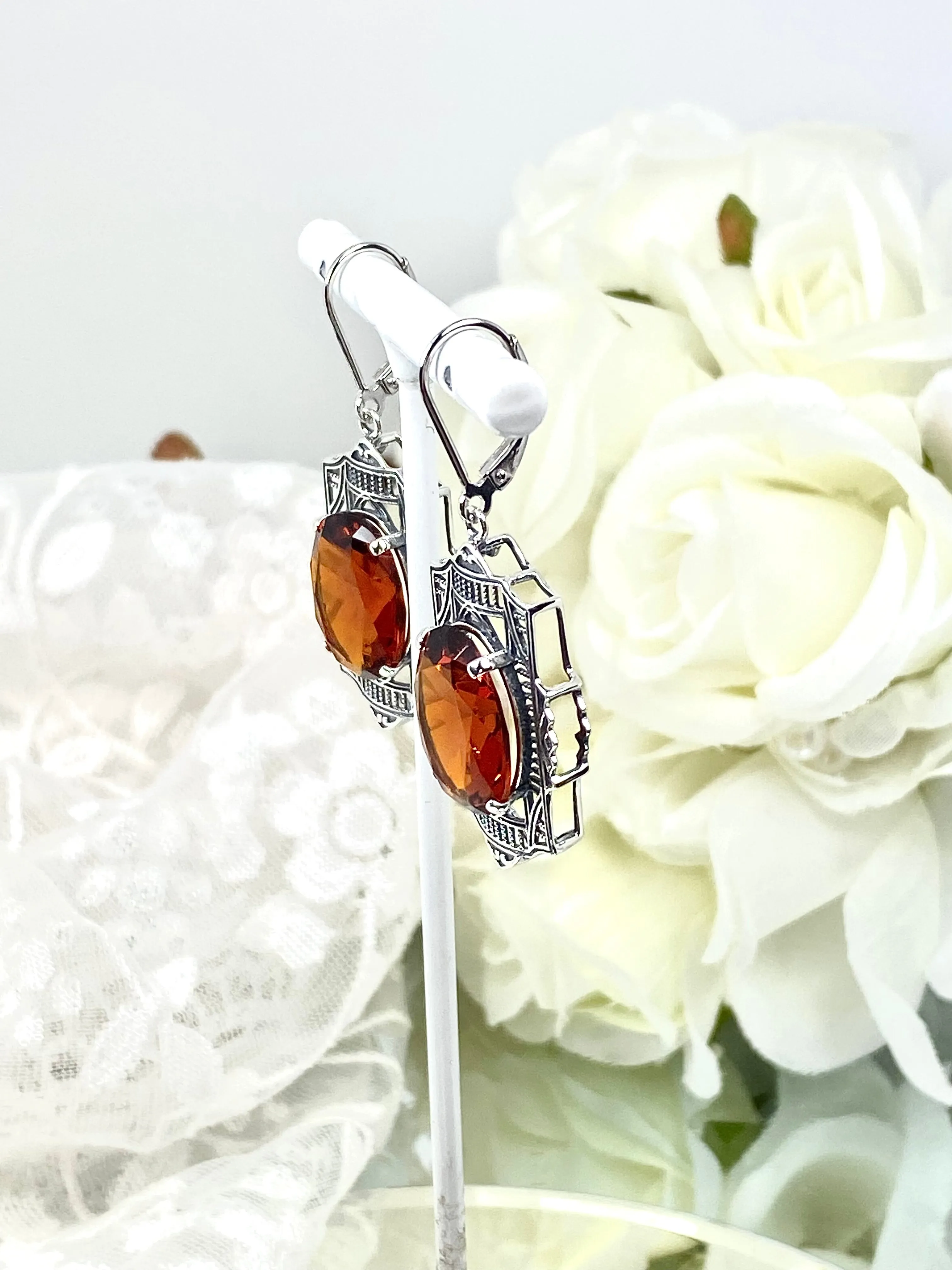 Citrine Art Deco Earrings, #E19