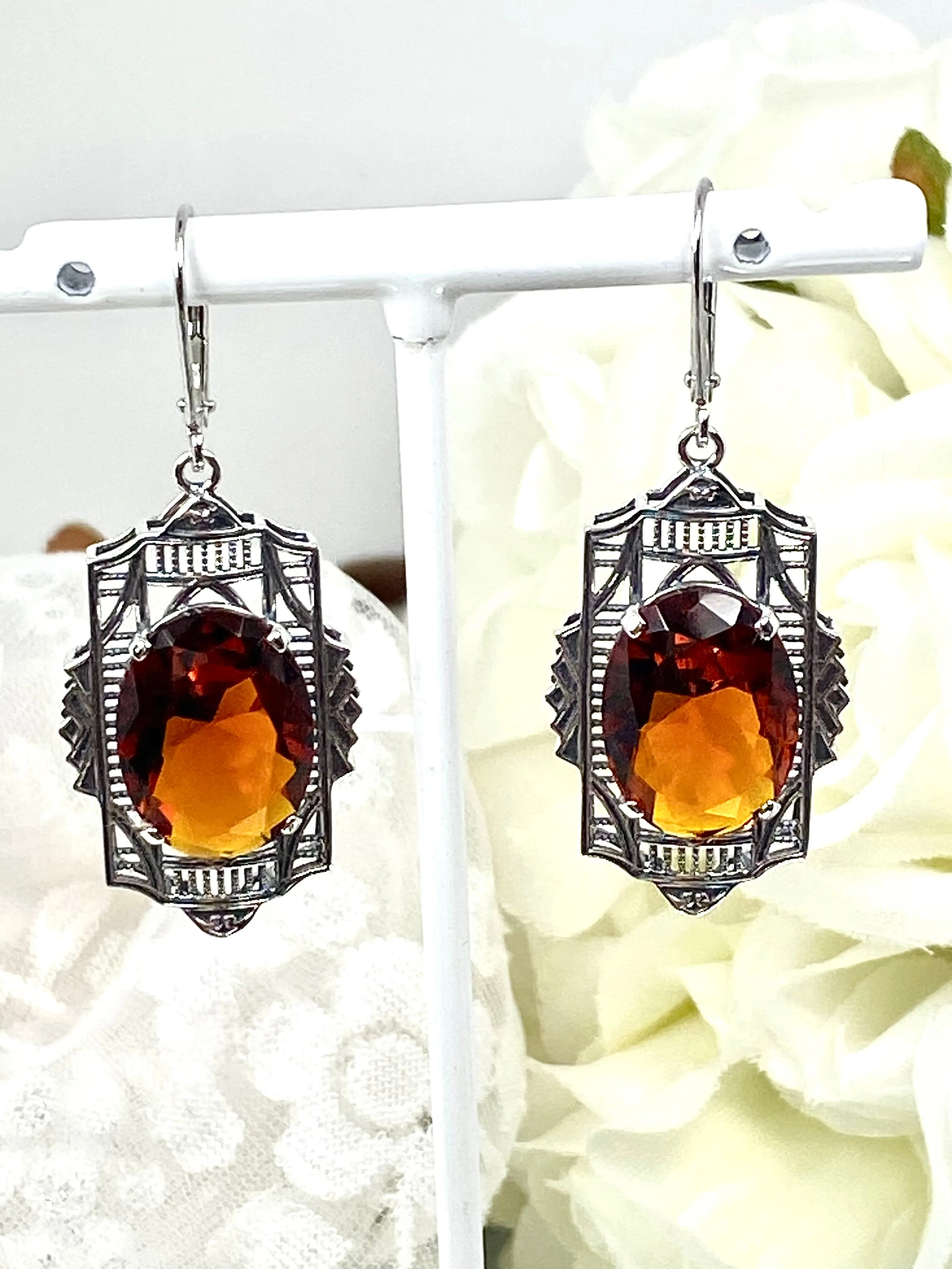 Citrine Art Deco Earrings, #E19