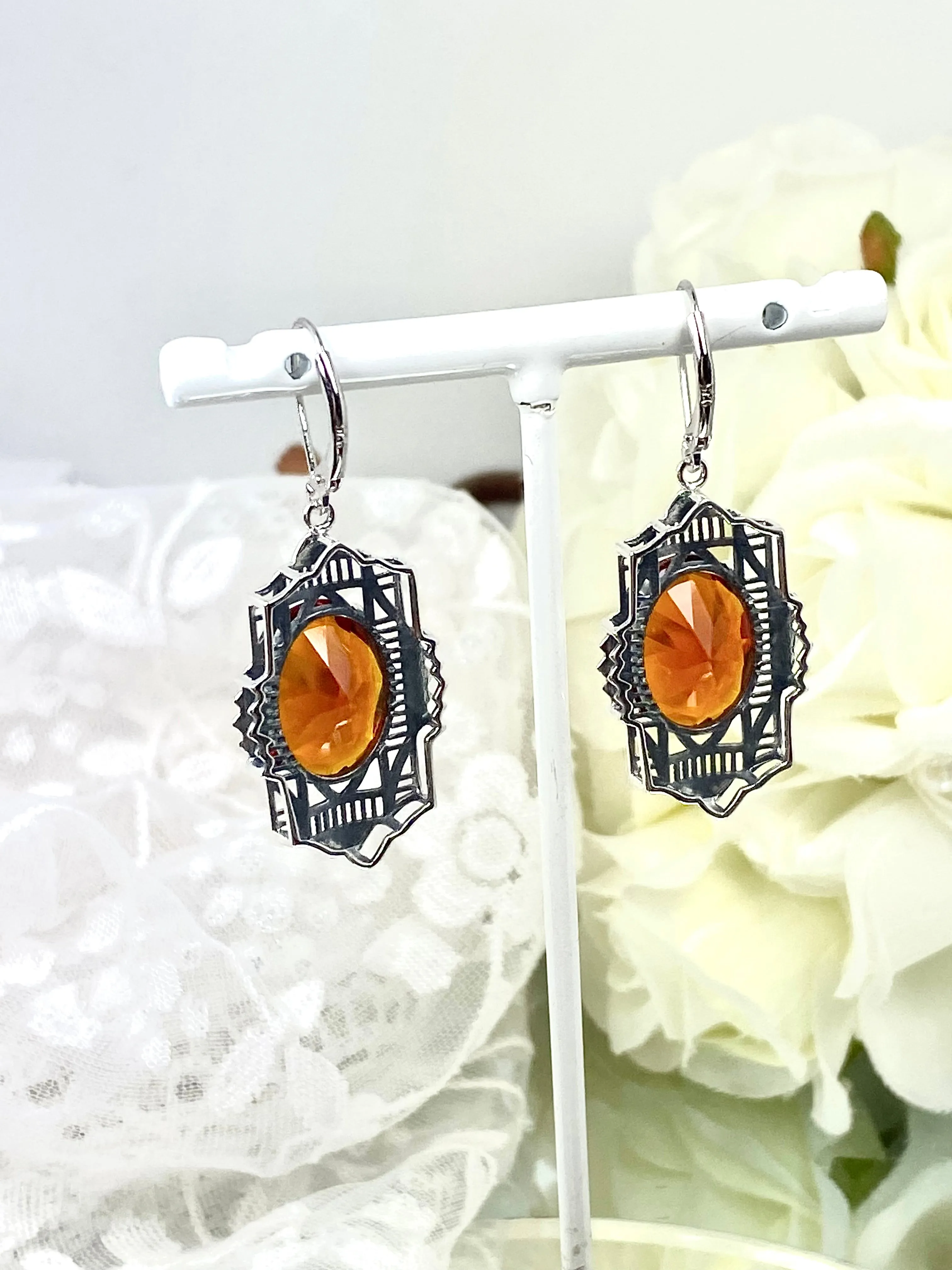 Citrine Art Deco Earrings, #E19