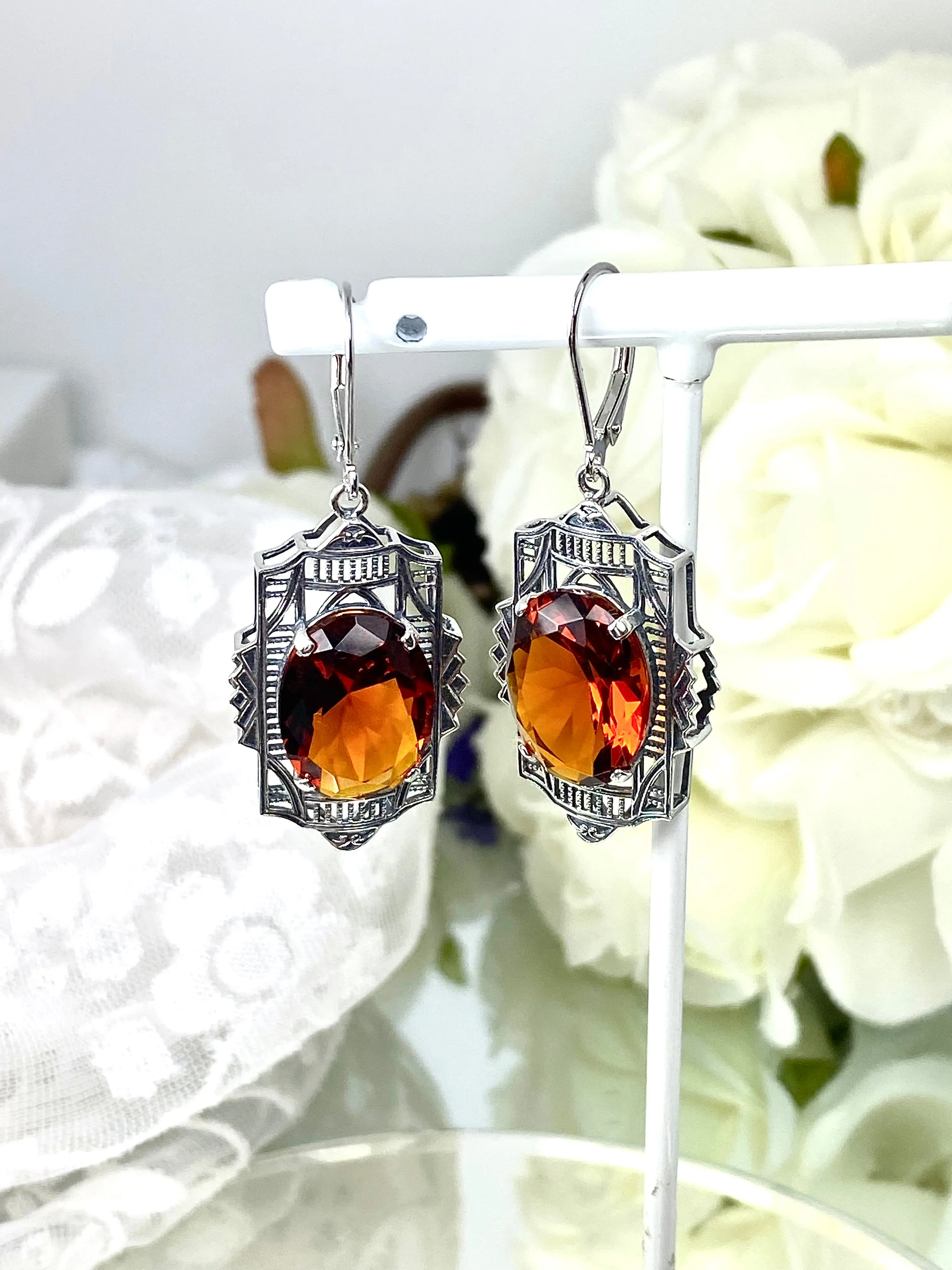 Citrine Art Deco Earrings, #E19